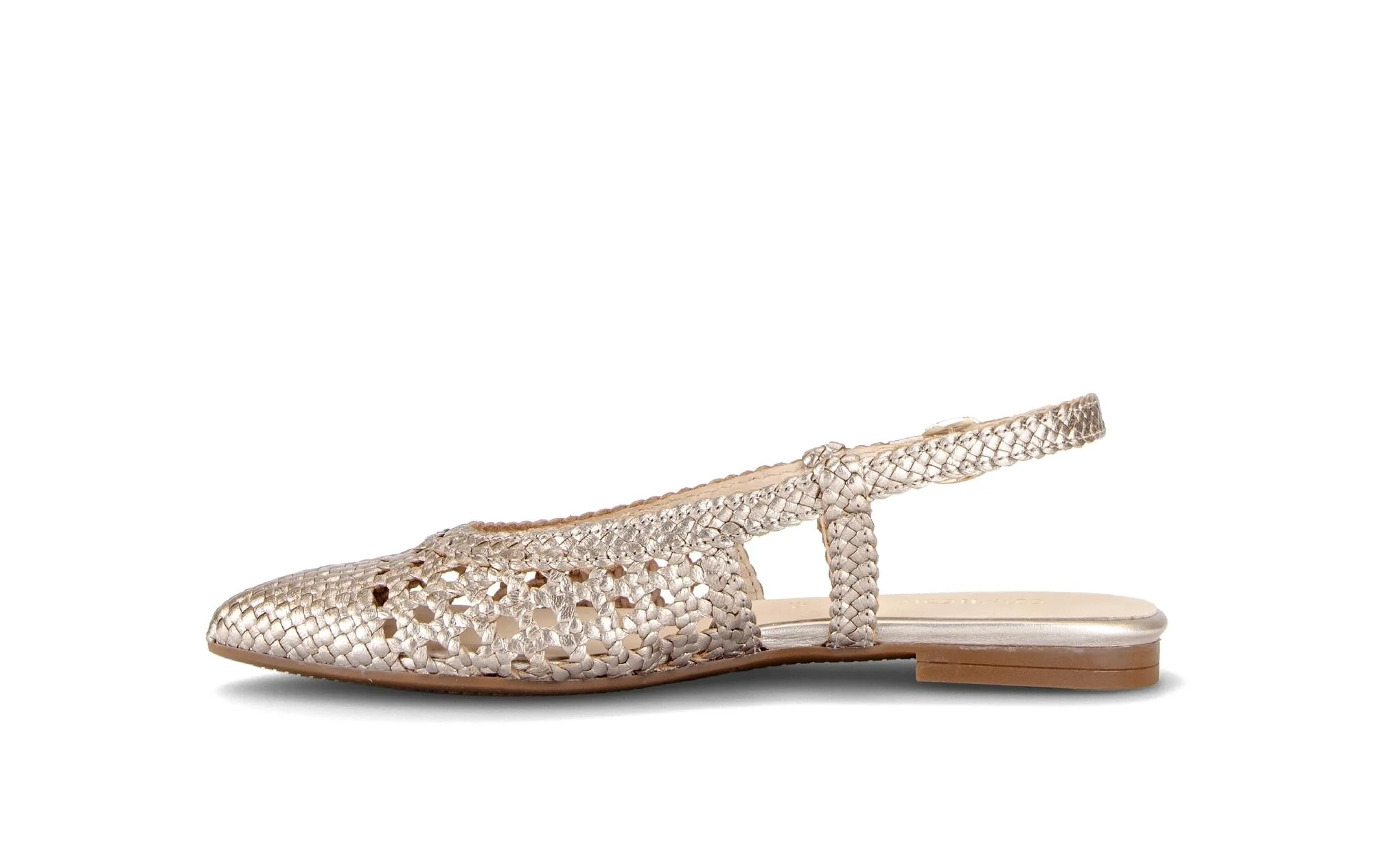 Escarpins brides arrière dorées en cuir tressé - Image 2