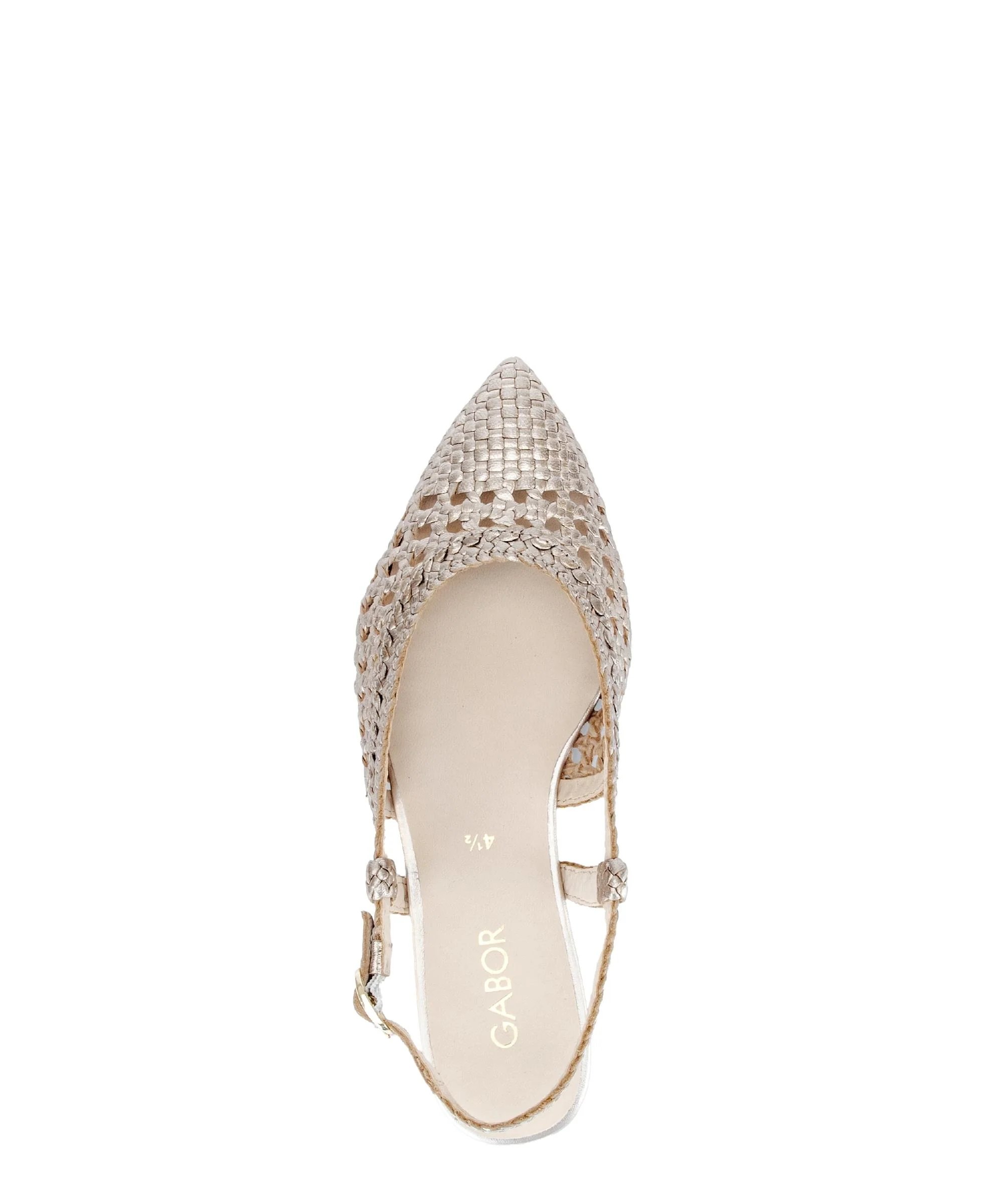 Escarpins brides arrière dorées en cuir tressé - Image 3