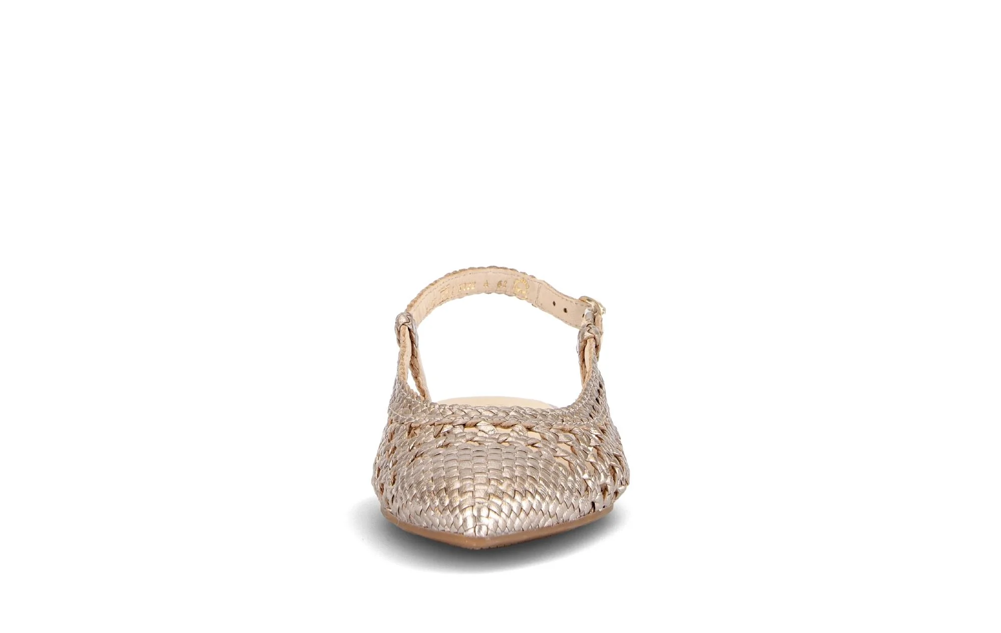 Escarpins brides arrière dorées en cuir tressé - Image 5