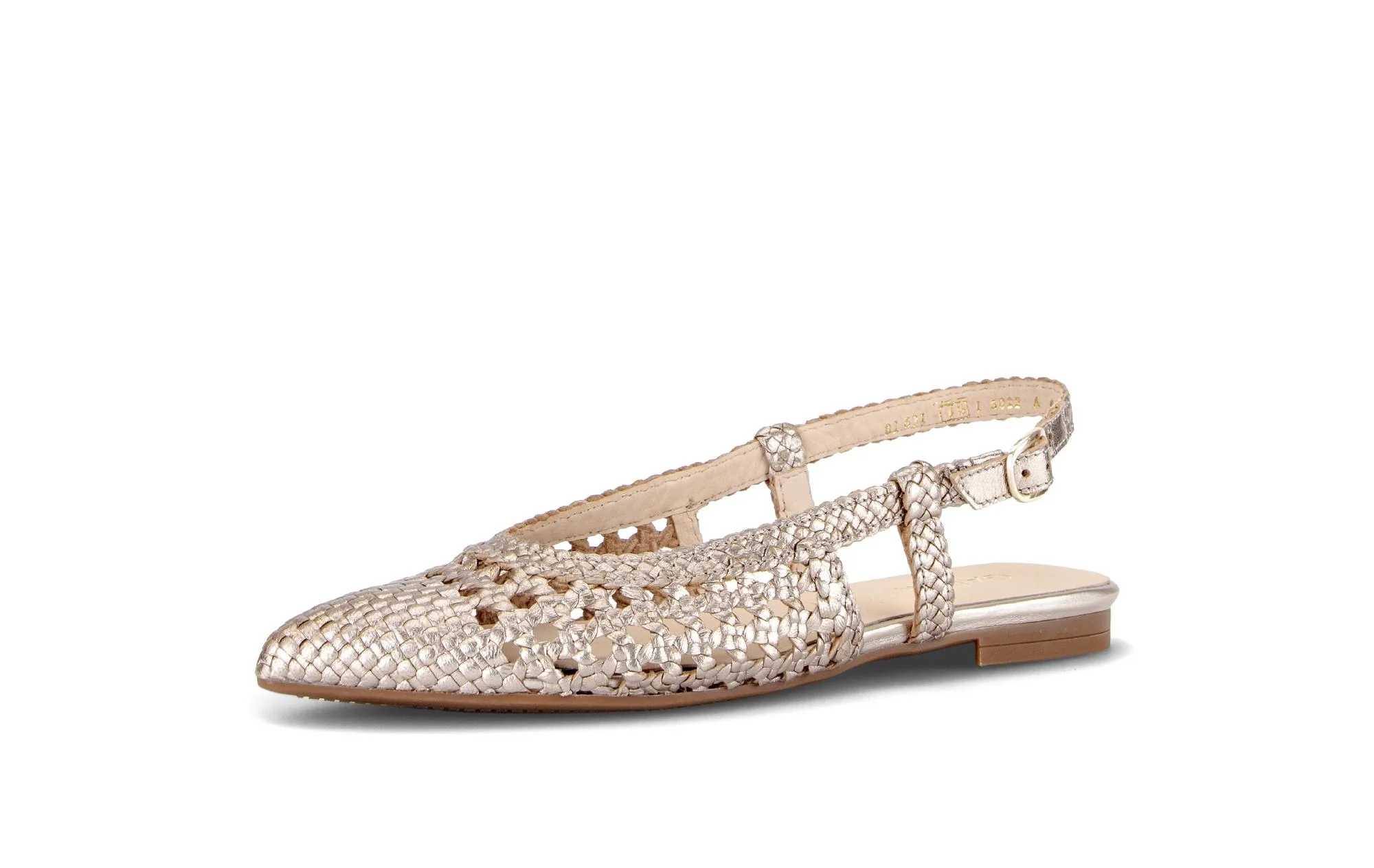 Escarpins brides arrière dorées en cuir tressé - Image 6