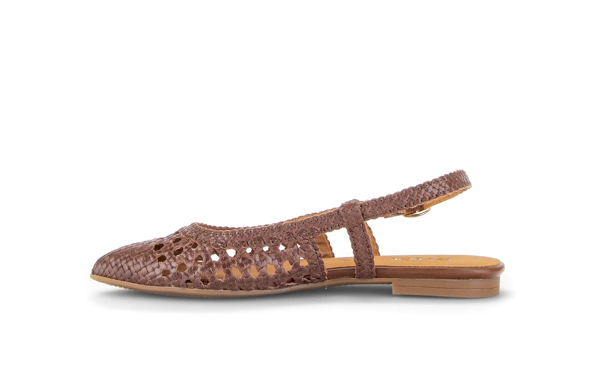 Escarpins brides arrière marron en cuir tressé - Image 2