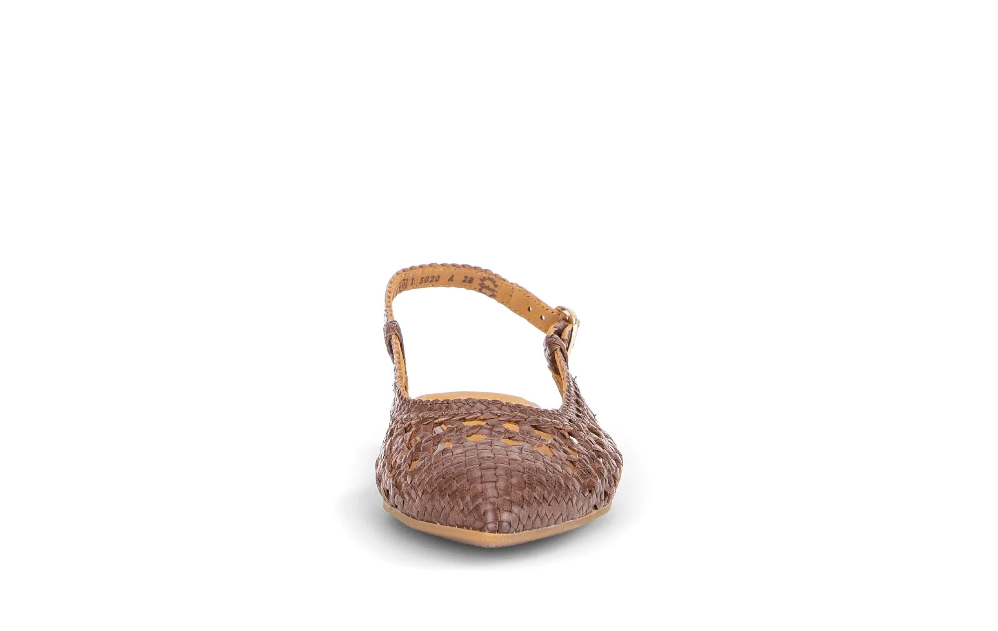 Escarpins brides arrière marron en cuir tressé - Image 5