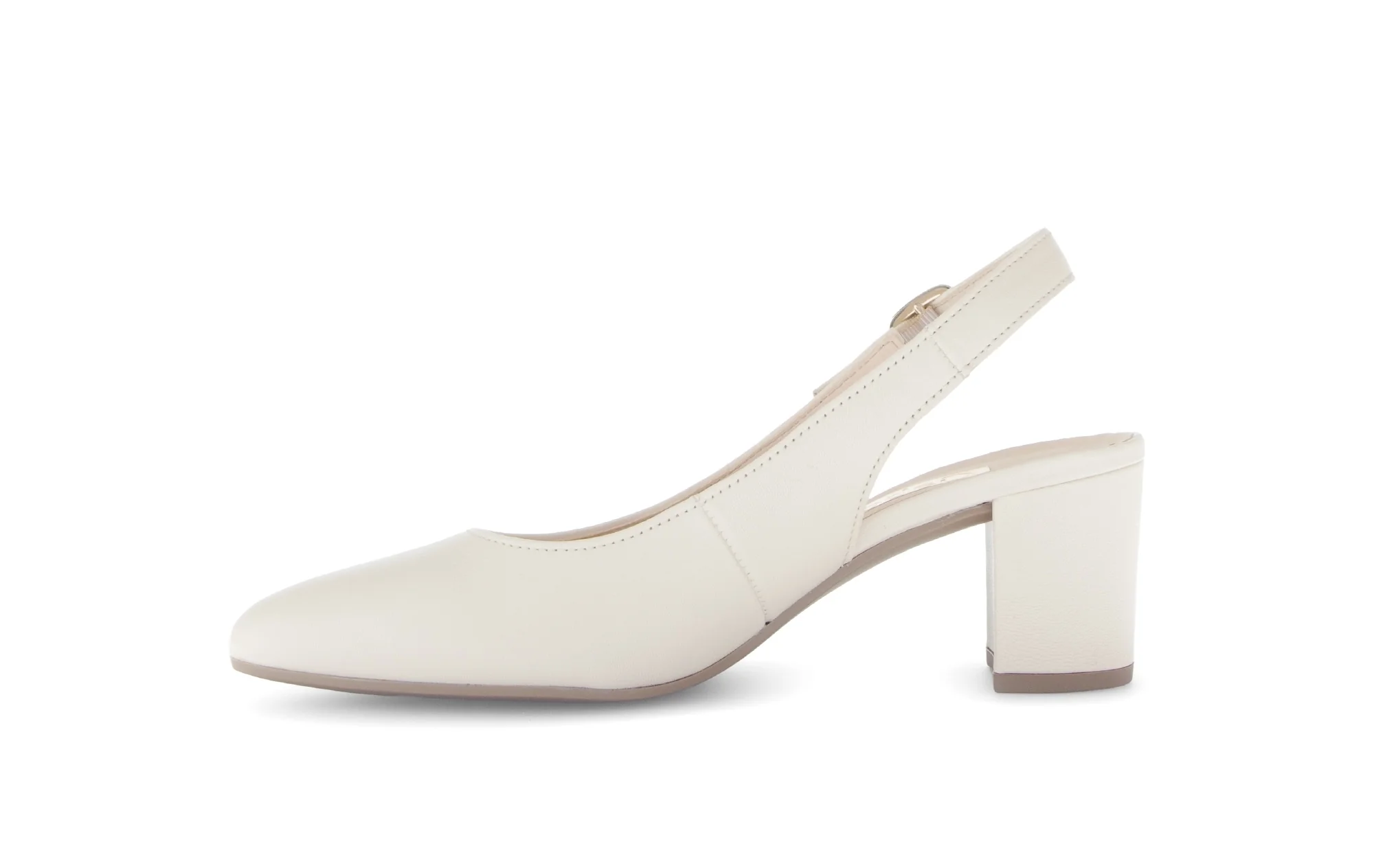 Escarpins à bride arrière beige en cuir lisse - Image 2