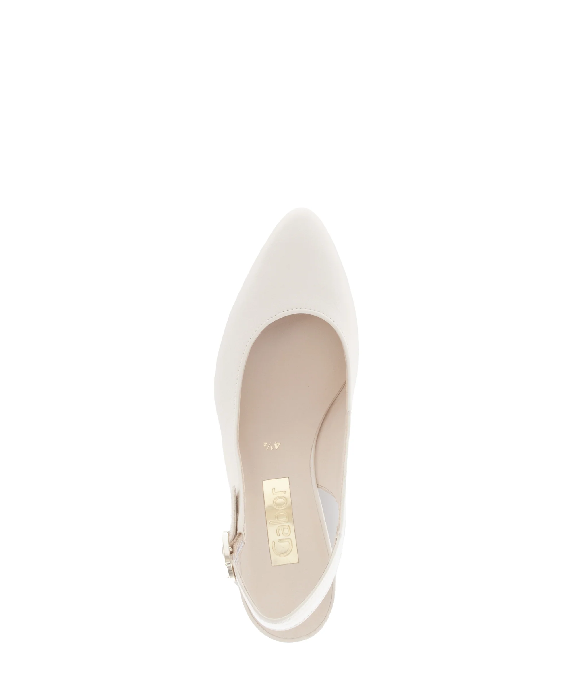 Escarpins à bride arrière beige en cuir lisse - Image 3