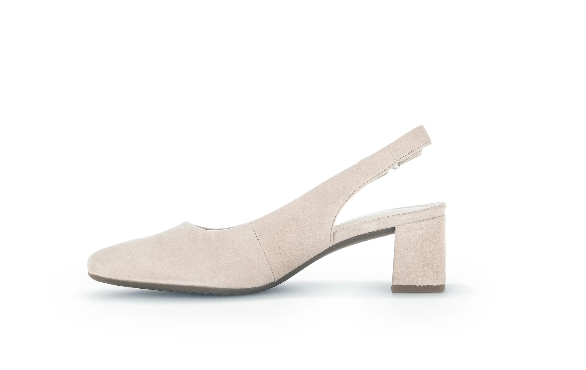 Escarpins à bride arrière beige en cuir velours - Image 2