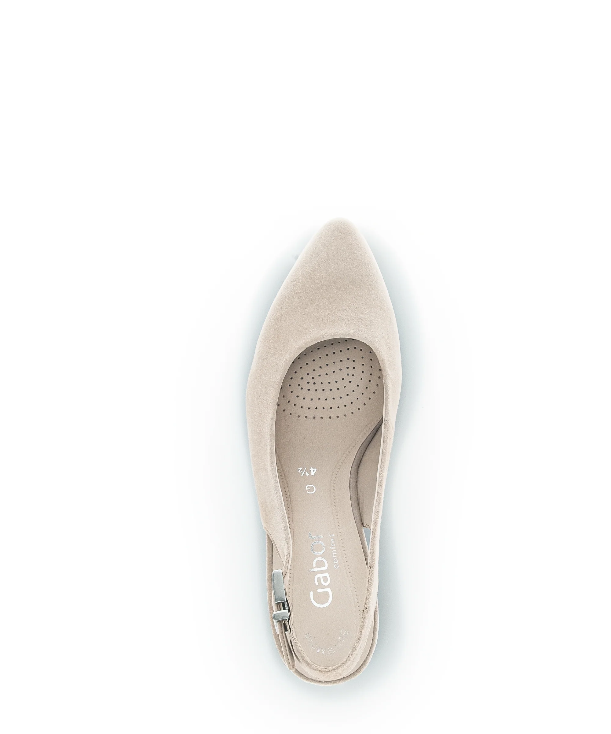 Escarpins à bride arrière beige en cuir velours - Image 3