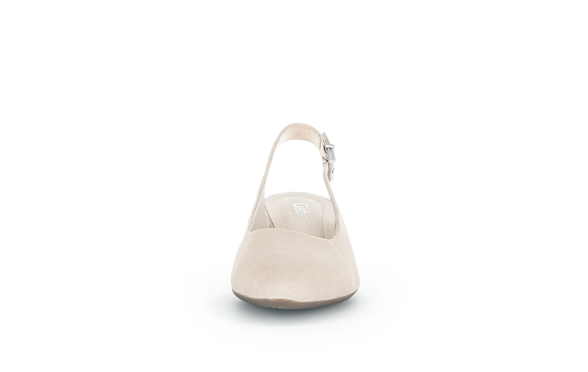 Escarpins à bride arrière beige en cuir velours - Image 5