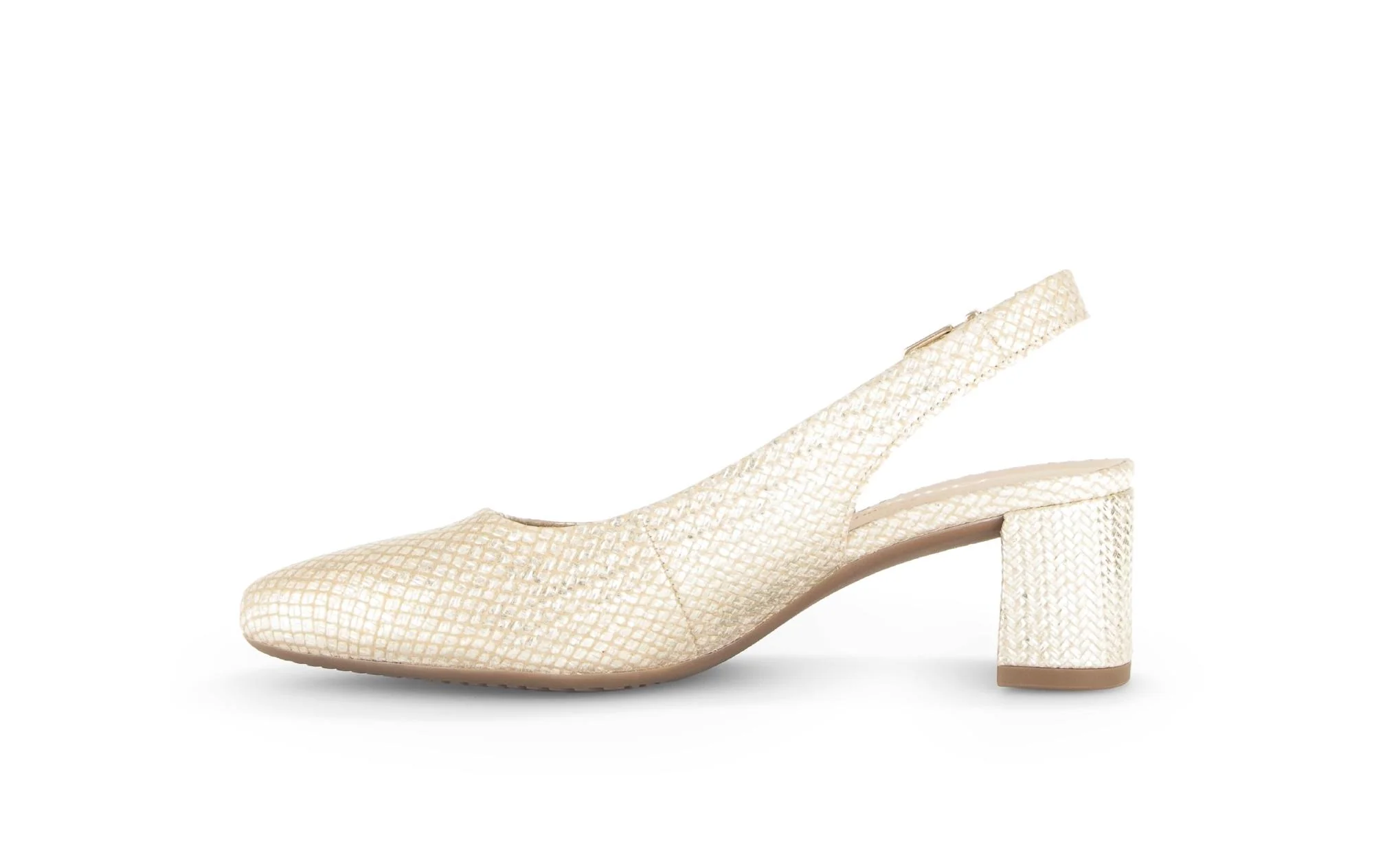 Escarpins à bride arrière dorées en cuir tressé - Image 2