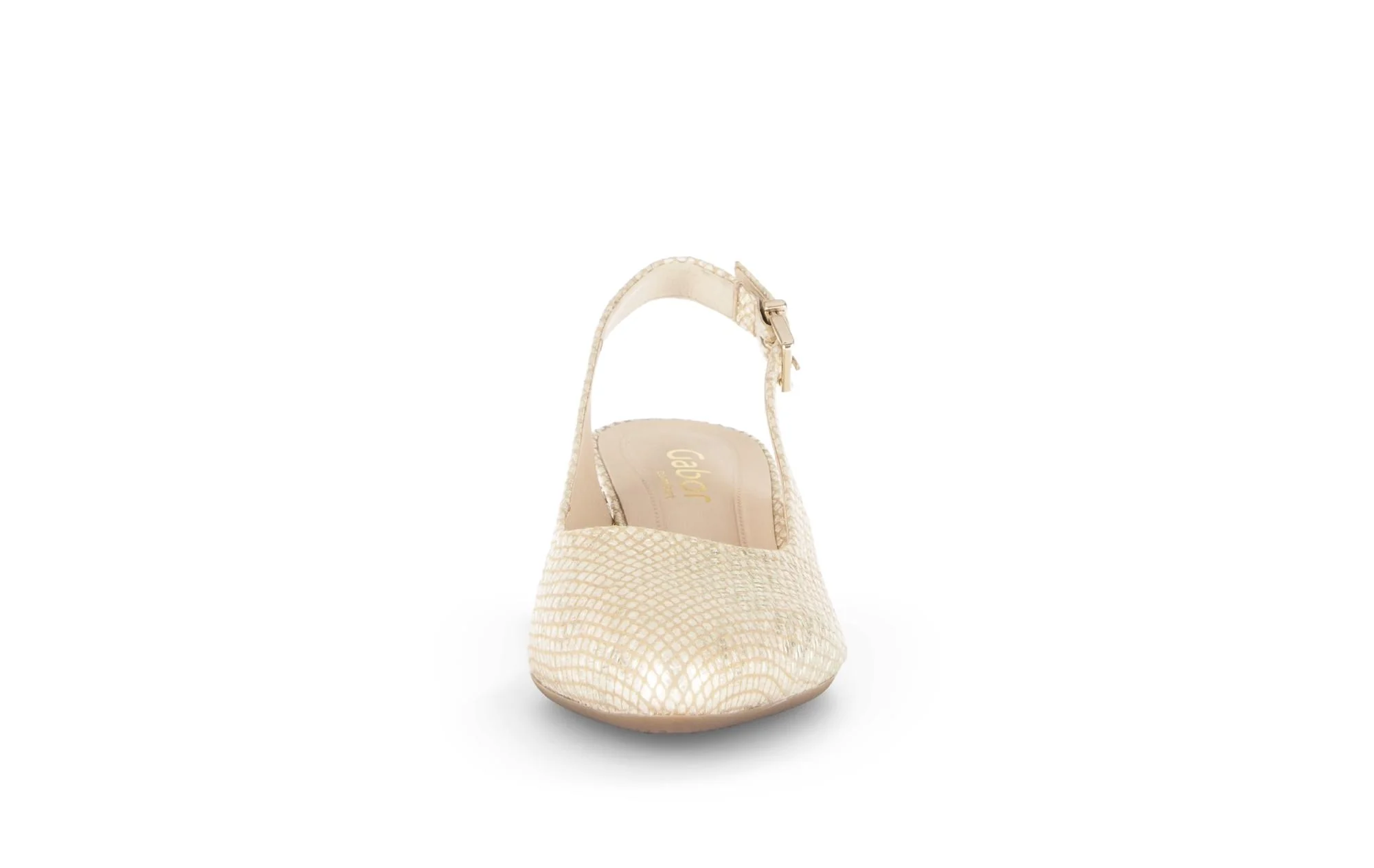 Escarpins à bride arrière dorées en cuir tressé - Image 5