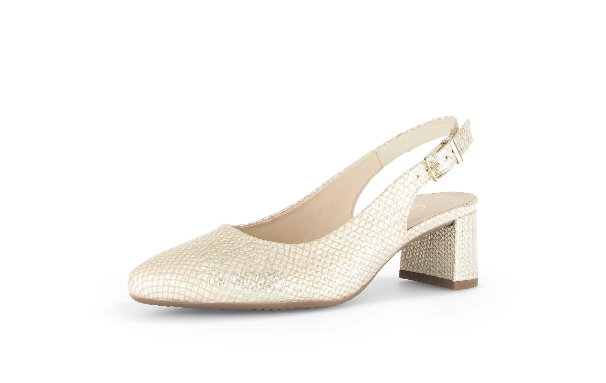 Escarpins à bride arrière dorées en cuir tressé - Image 6