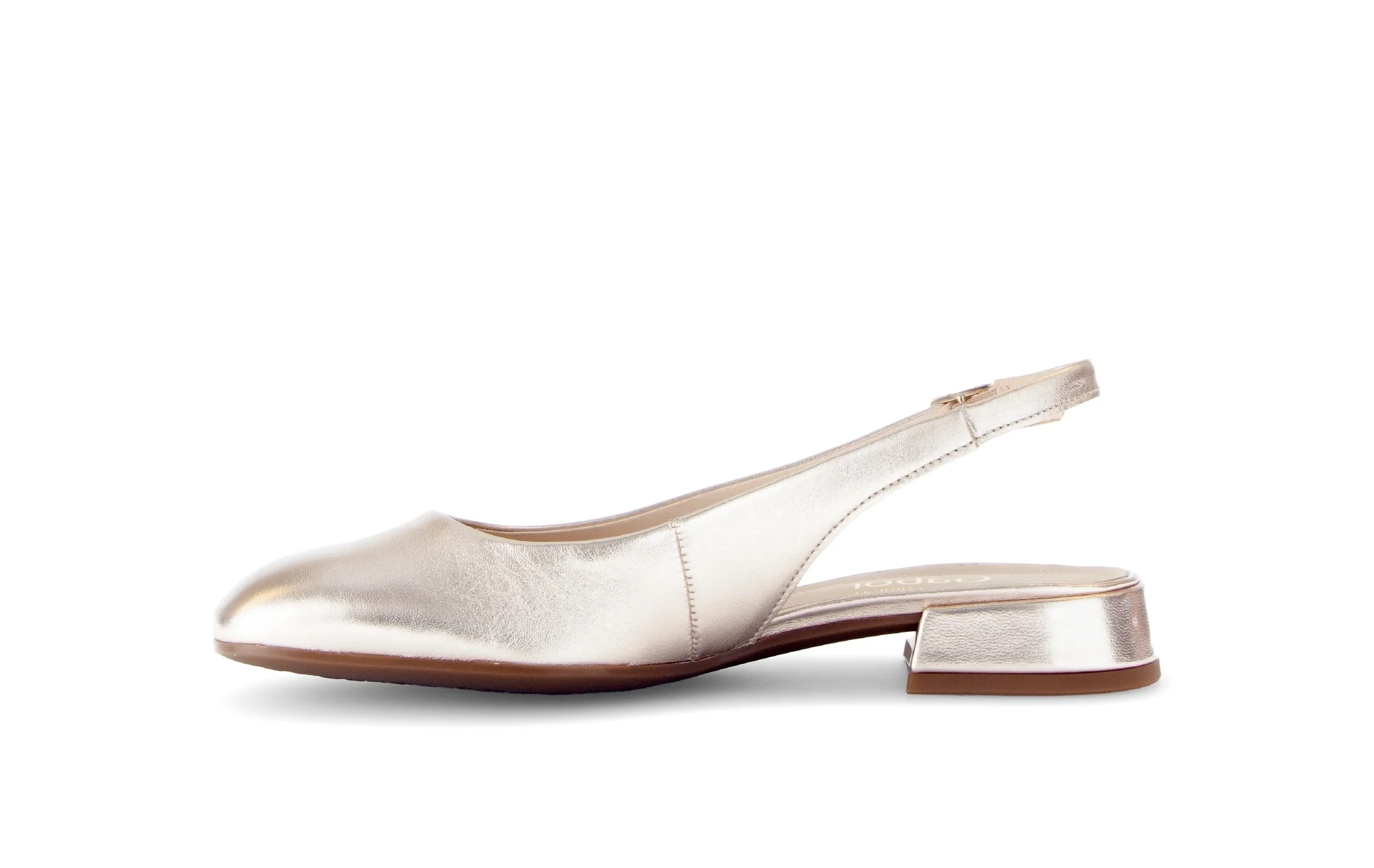 Escarpins à bride arrière dorée en cuir métallisé - Image 2