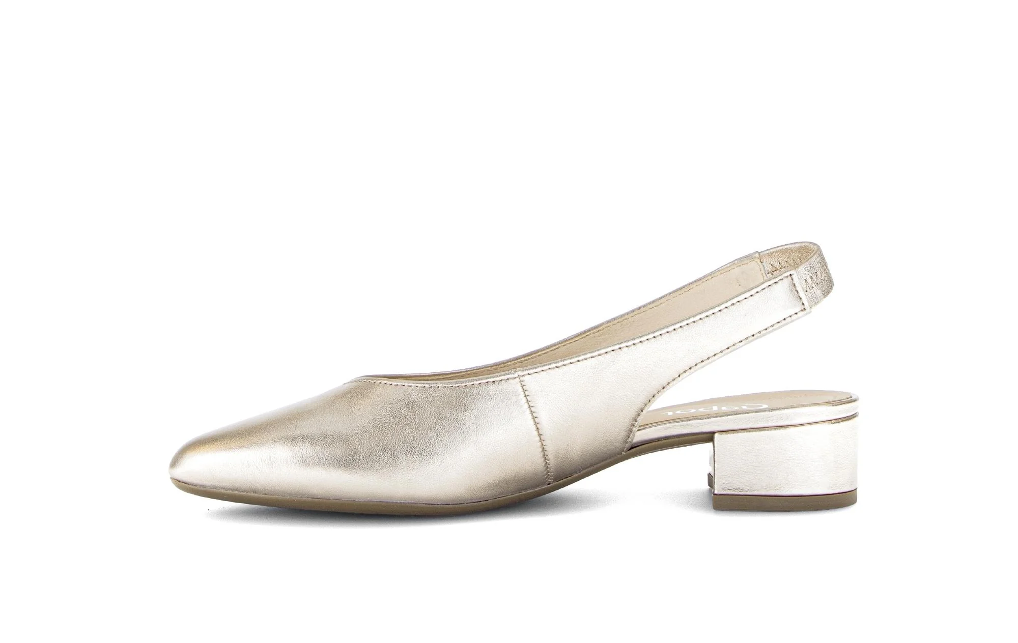 Escarpins à bride arrière dorés en cuir - Image 2