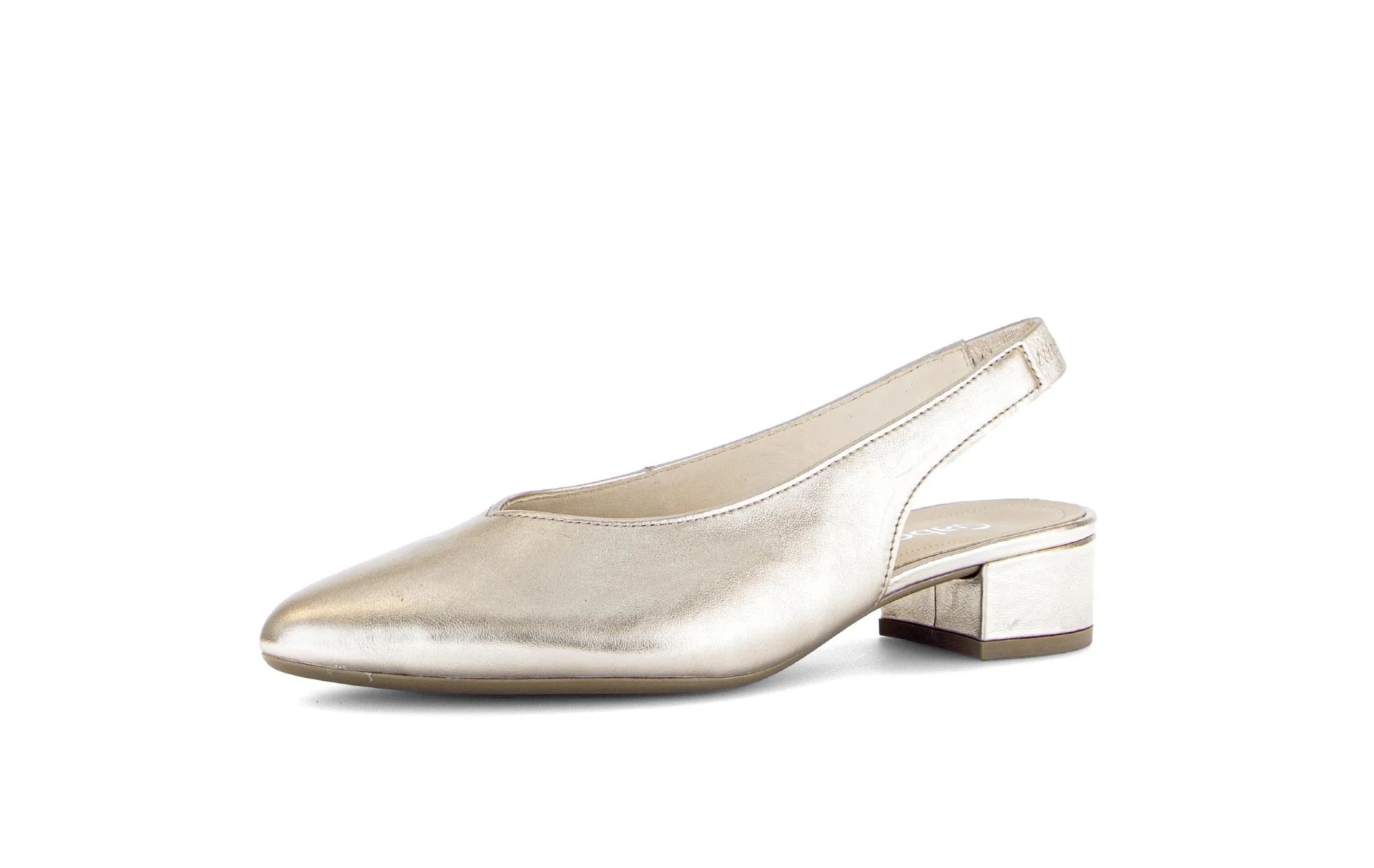 Escarpins à bride arrière dorés en cuir - Image 6