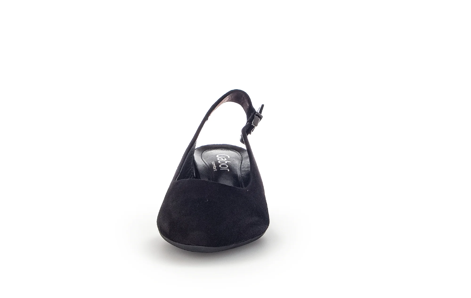 Escarpins à bride arrière noire en cuir velours - Image 5