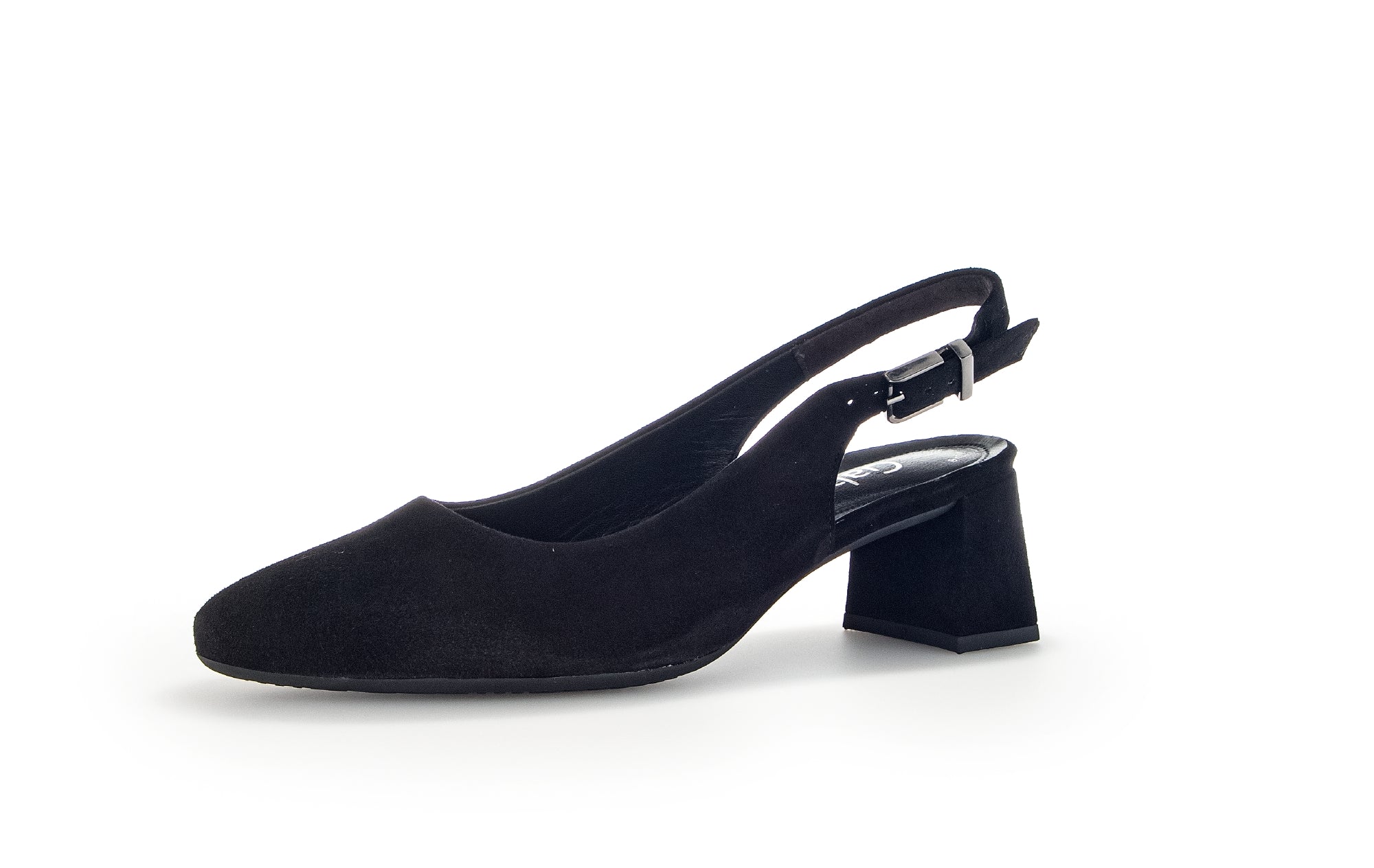 Escarpins à bride arrière noire en cuir velours - Image 6