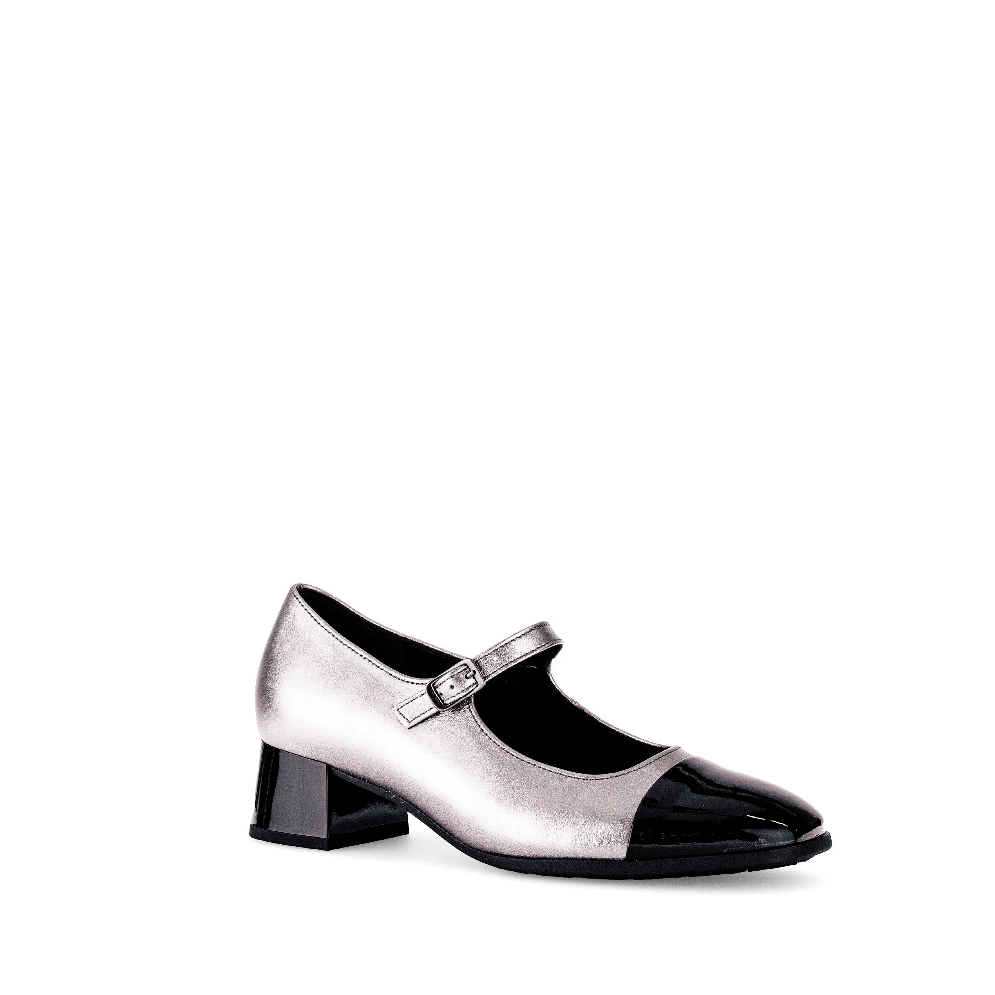 Escarpins argentés/noirs en cuir/synthé - Image 3