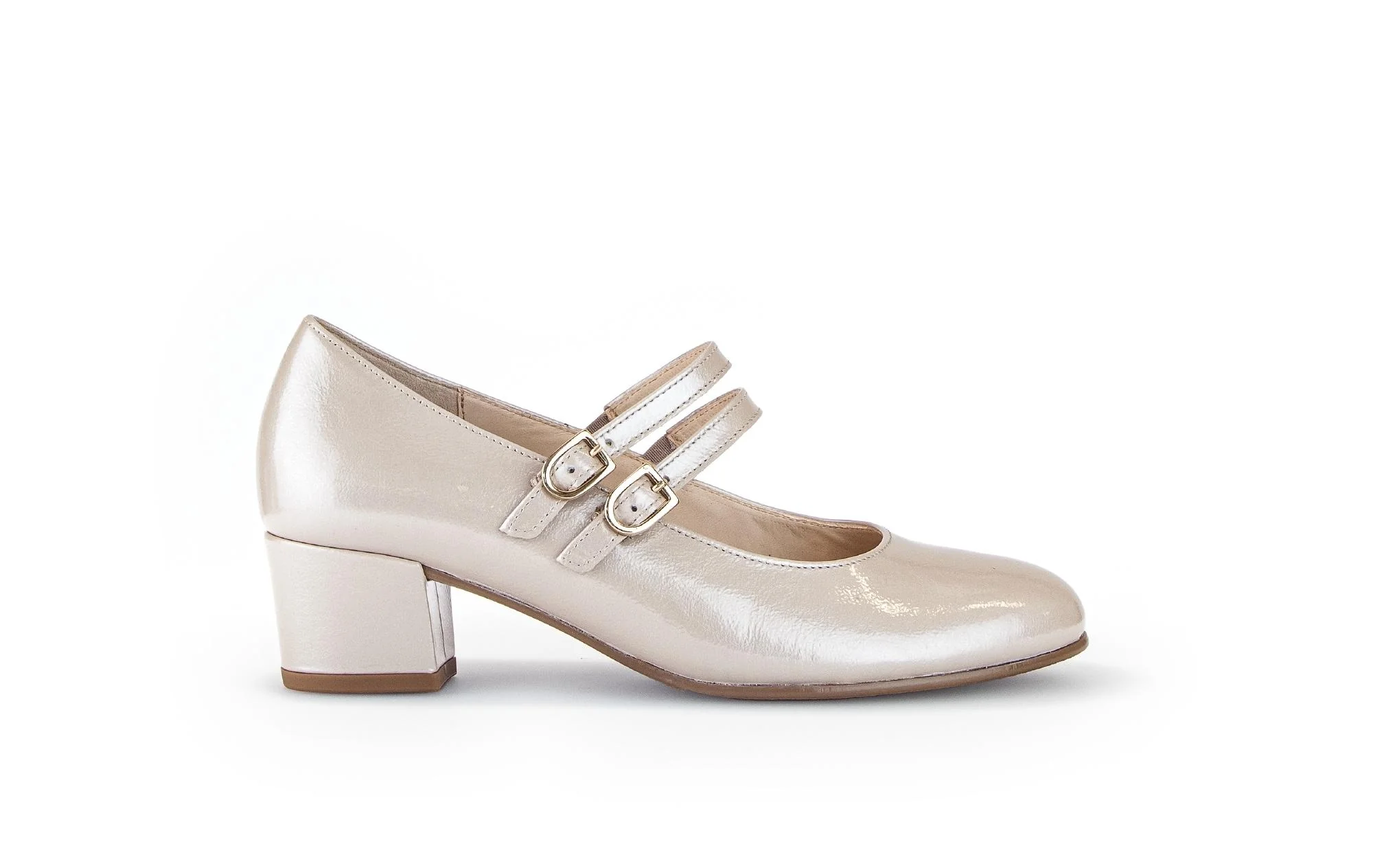 Escarpins beiges en cuir vernis