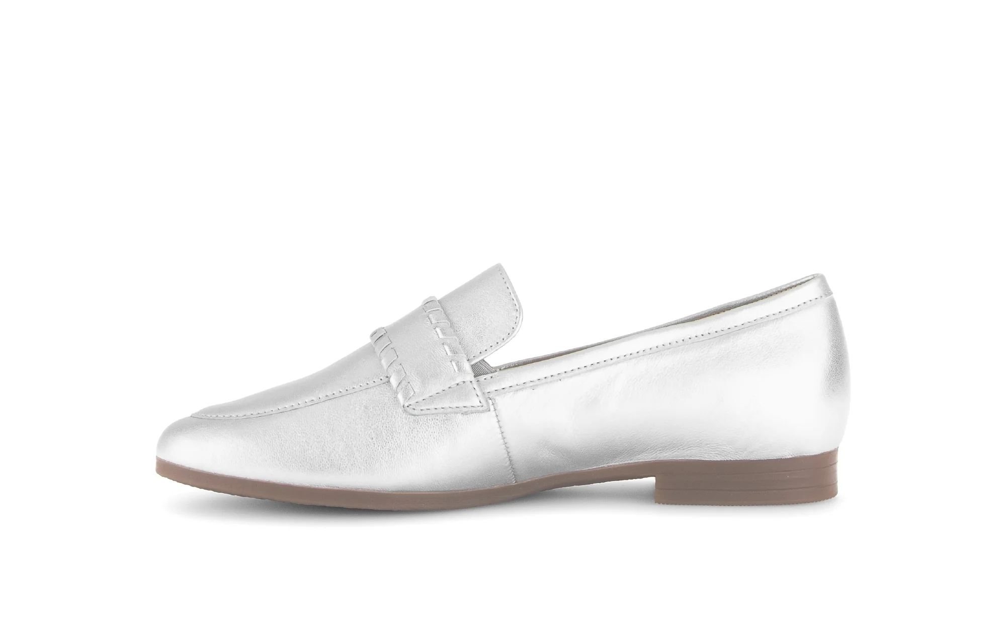 Mocassins argentés en cuir lisse - Image 2