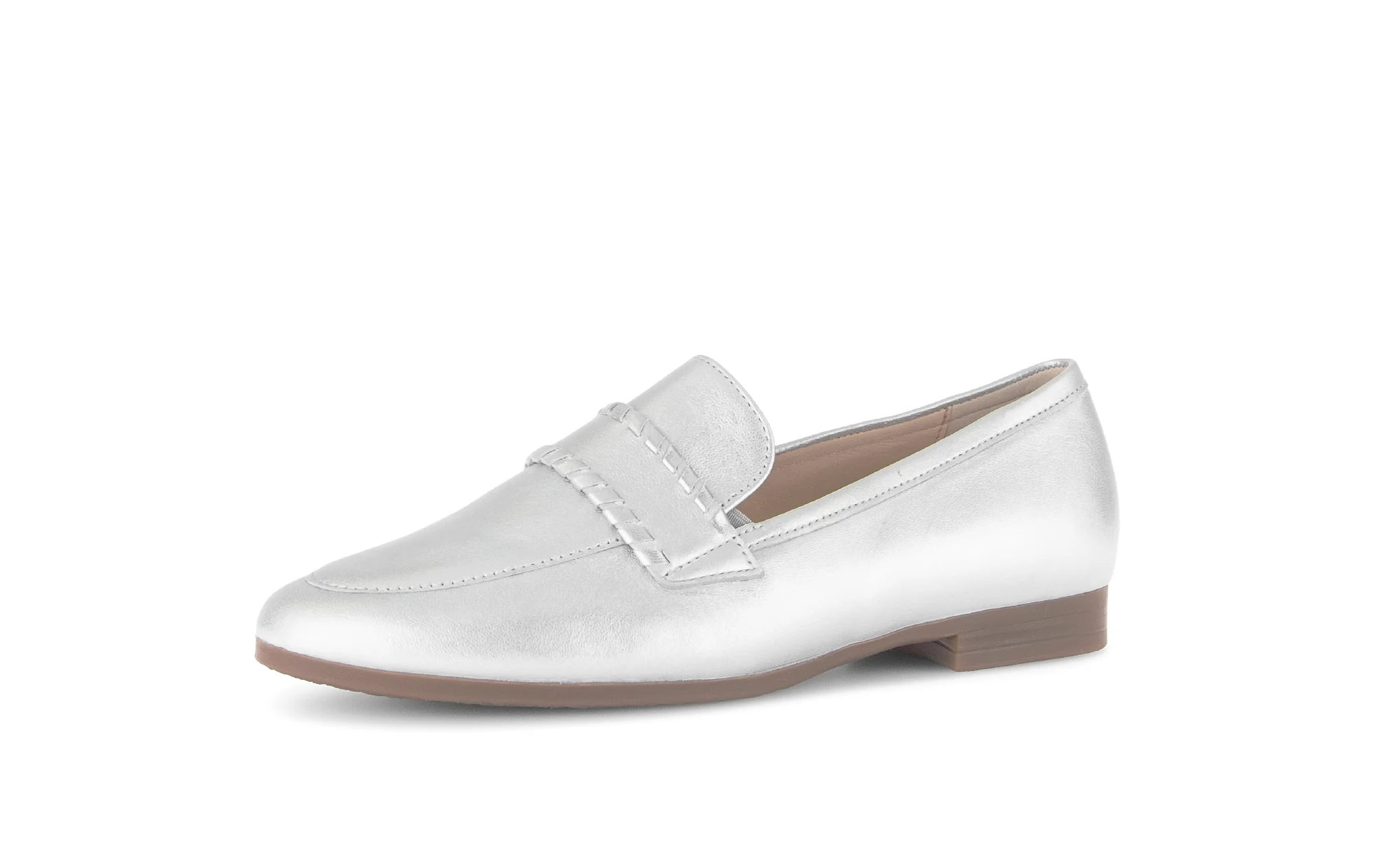Mocassins argentés en cuir lisse - Image 6