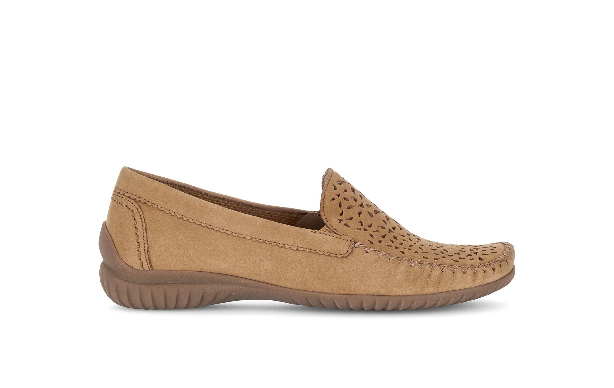 Mocassins beiges en cuir nubuck