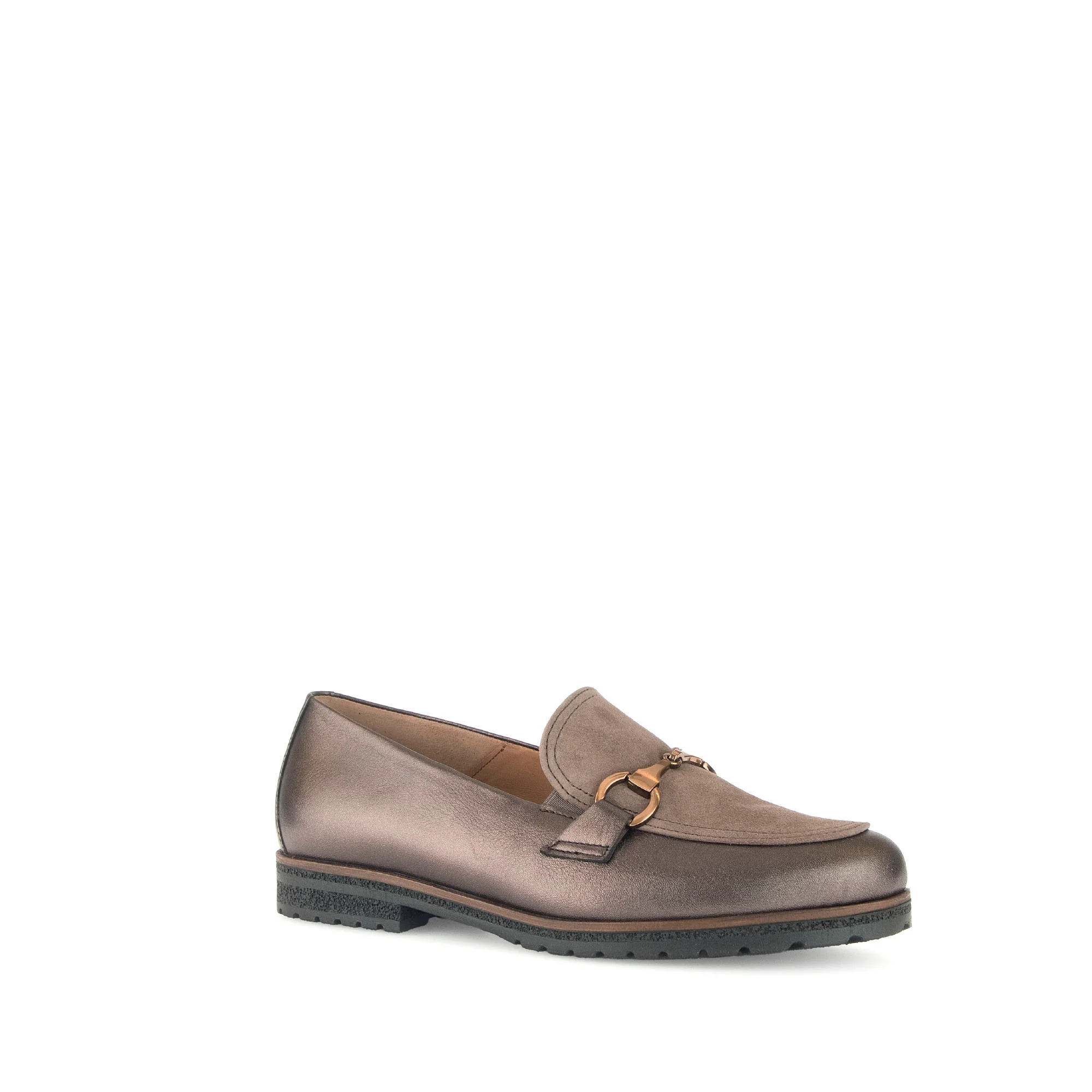 Mocassins bronze en cuirs combinés - Image 3