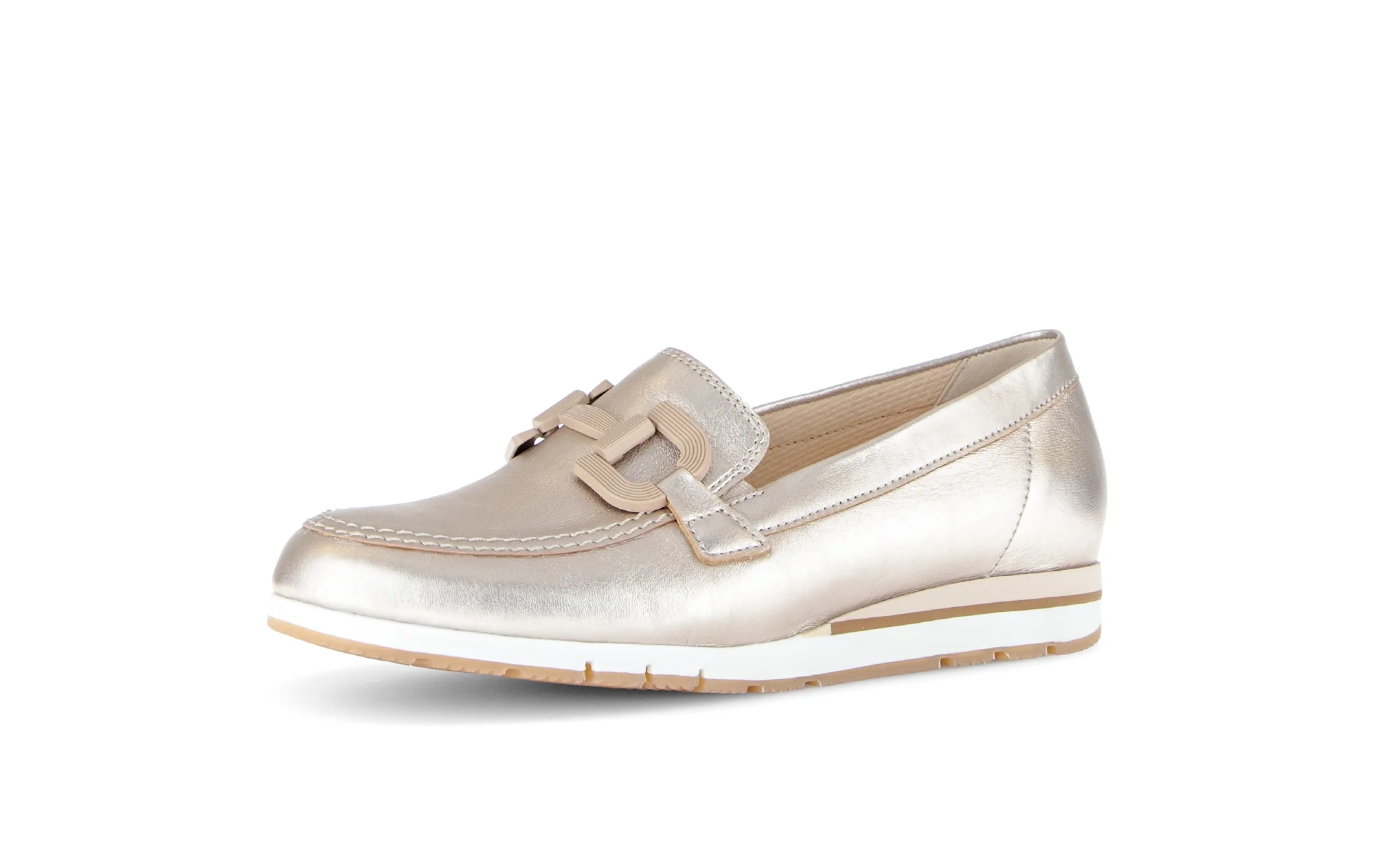 Mocassins dorés en cuir lisse - Image 6