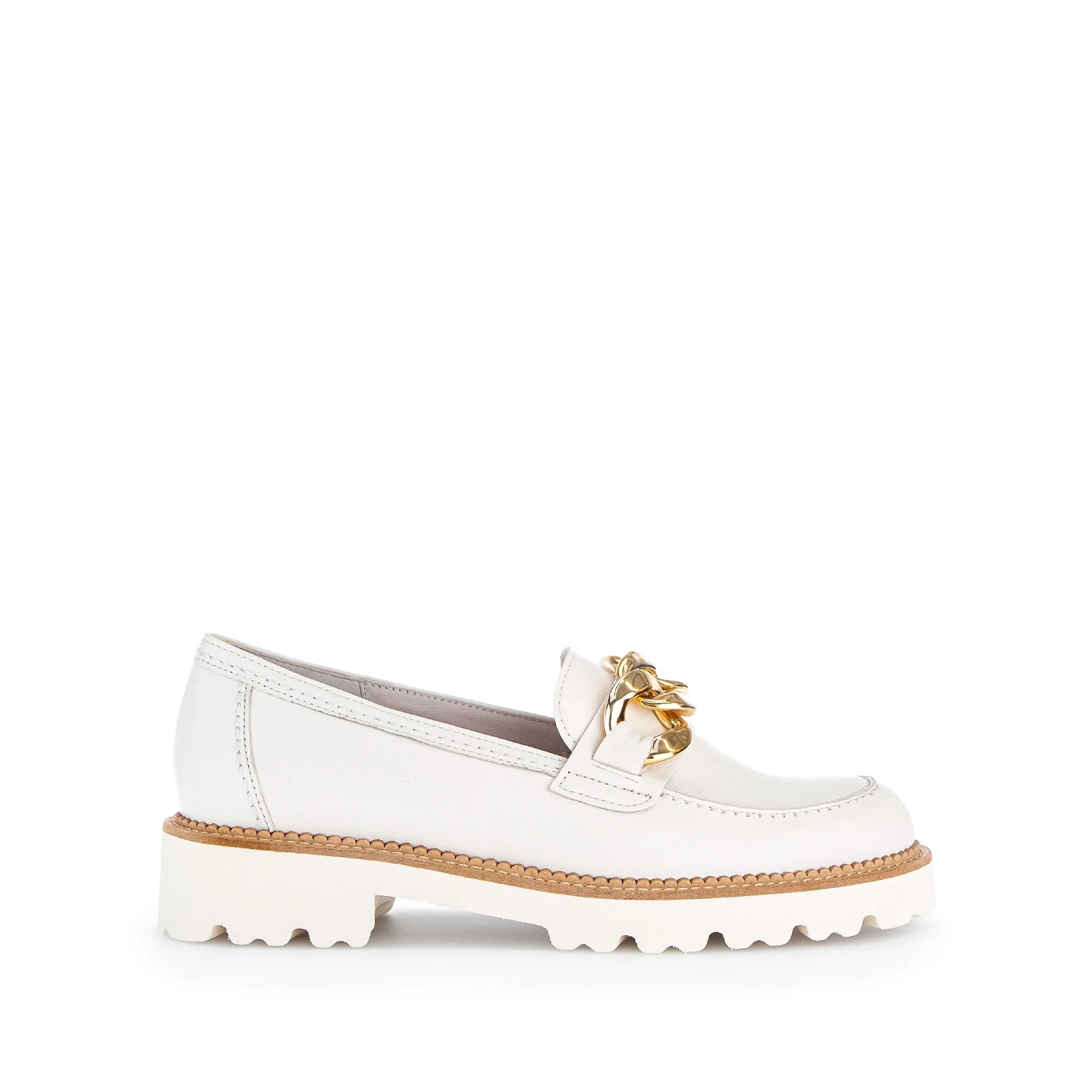 Mocassins écrus en cuir lisse