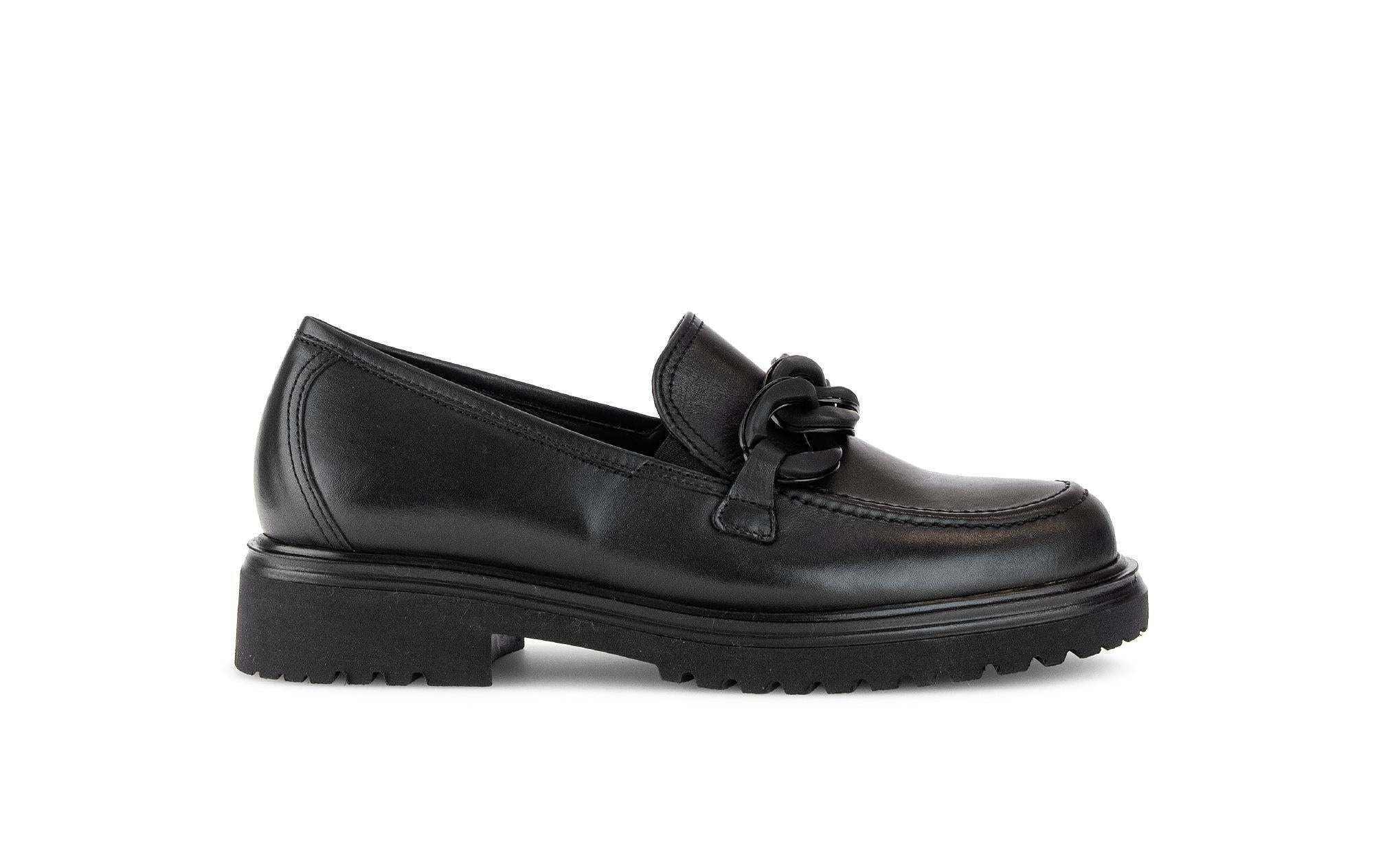 Mocassins noirs en cuir lisse
