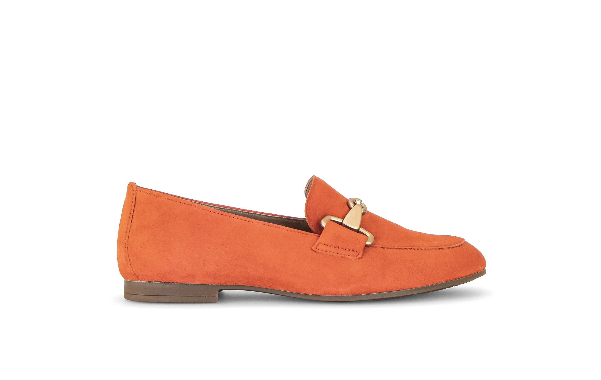 Mocassins oranges en cuir velours