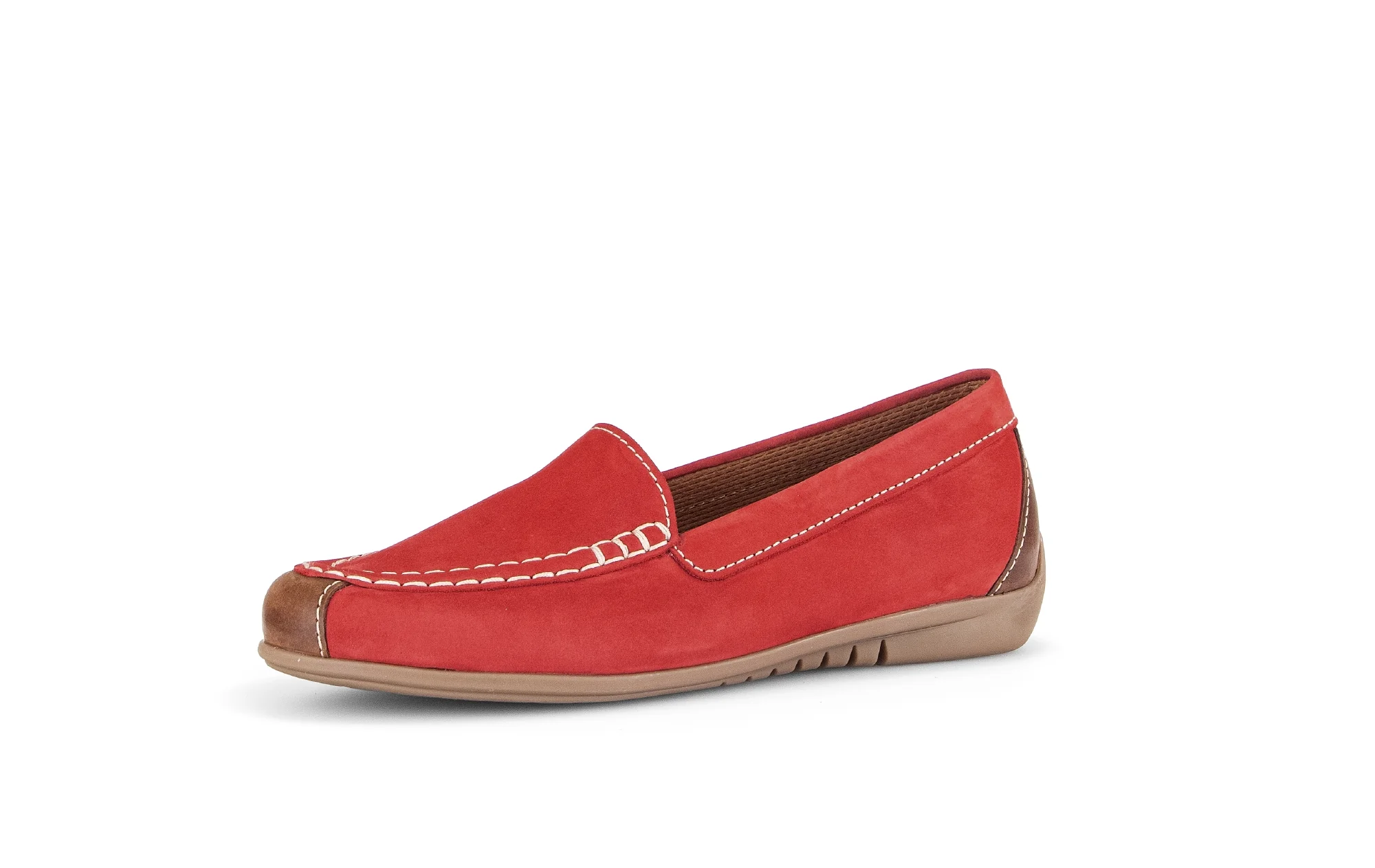 Mocassins rouge en nubuk/cuir - Image 3