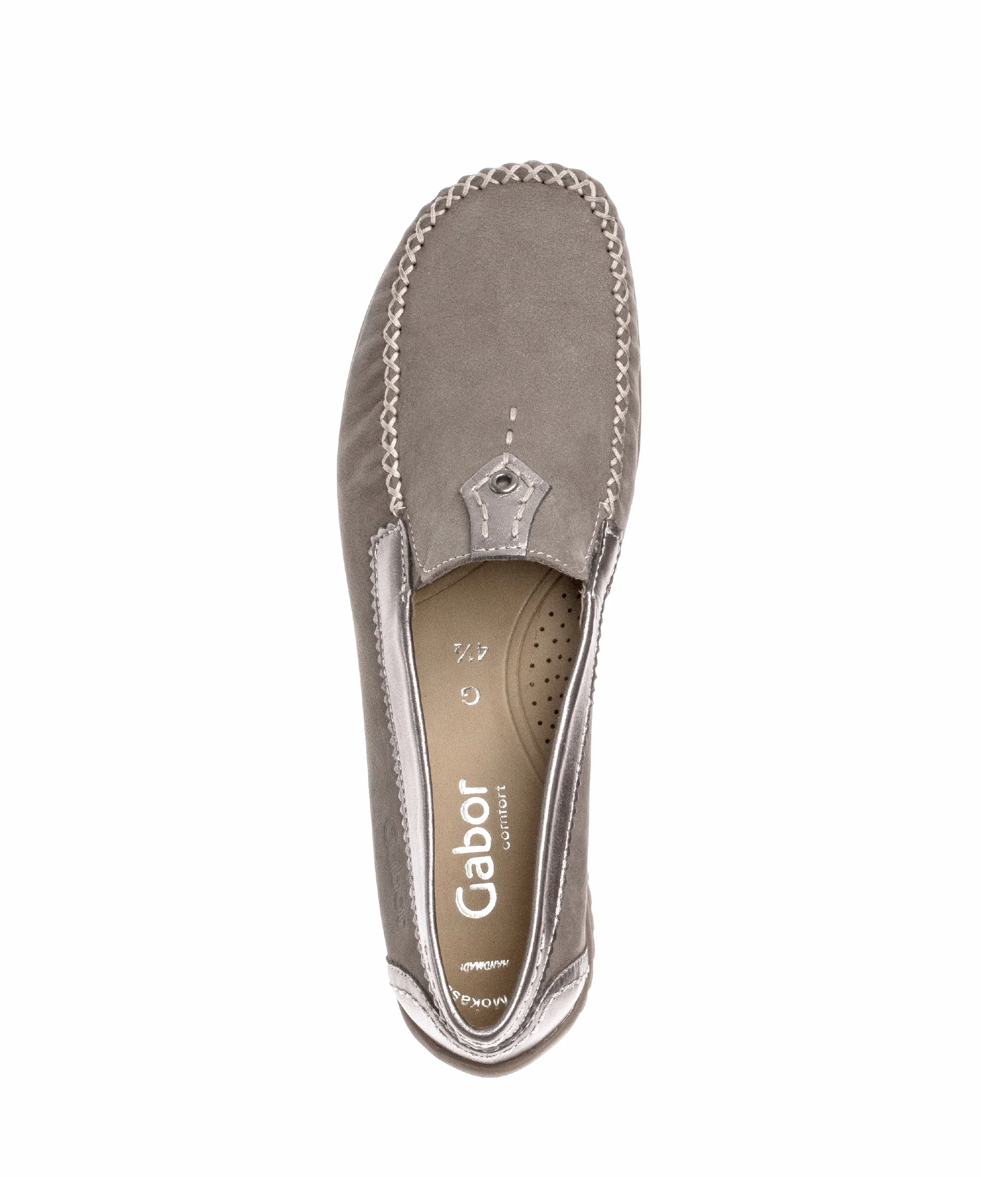 Mocassins taupe/argent en cuir - Image 3