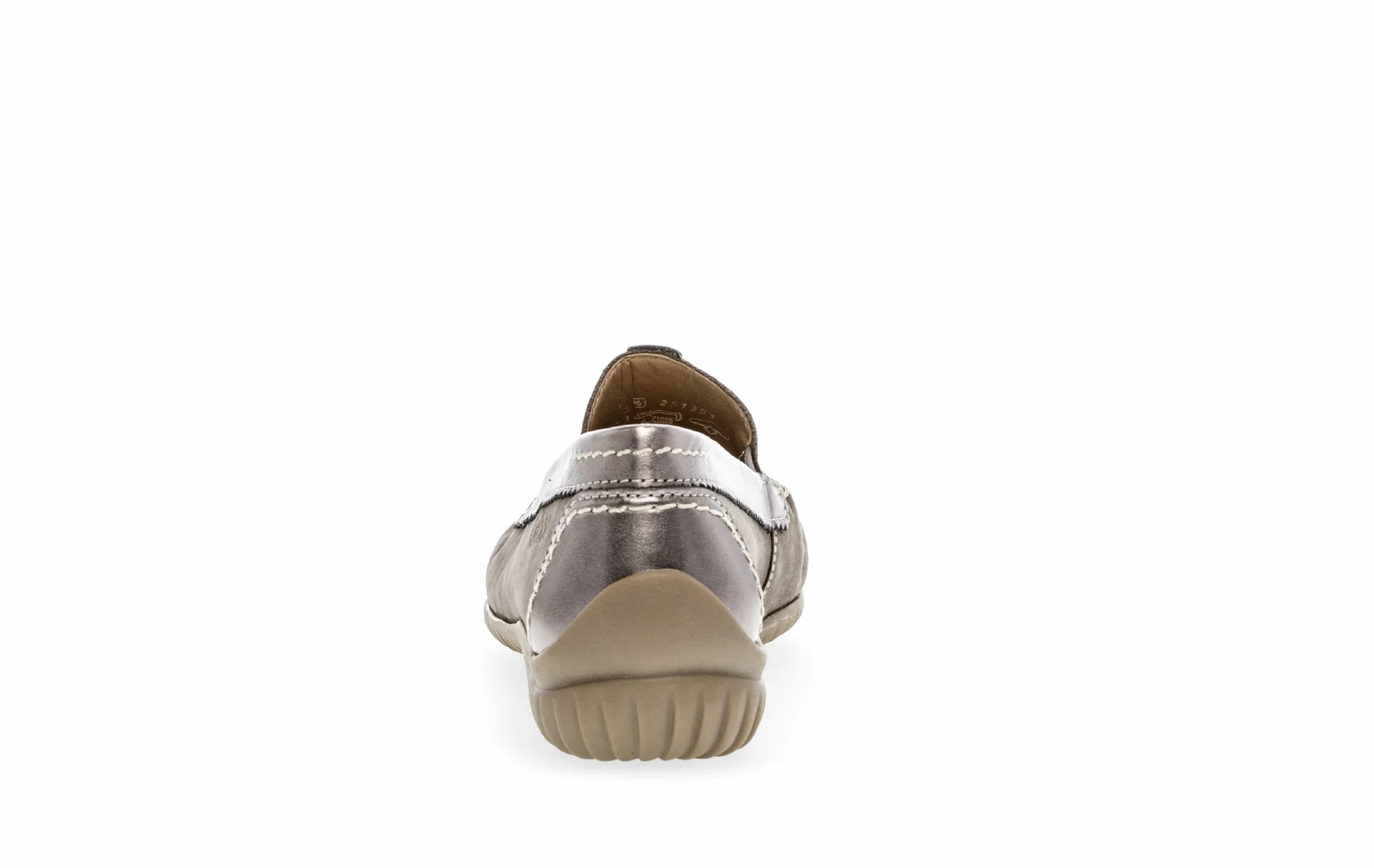 Mocassins taupe/argent en cuir - Image 4