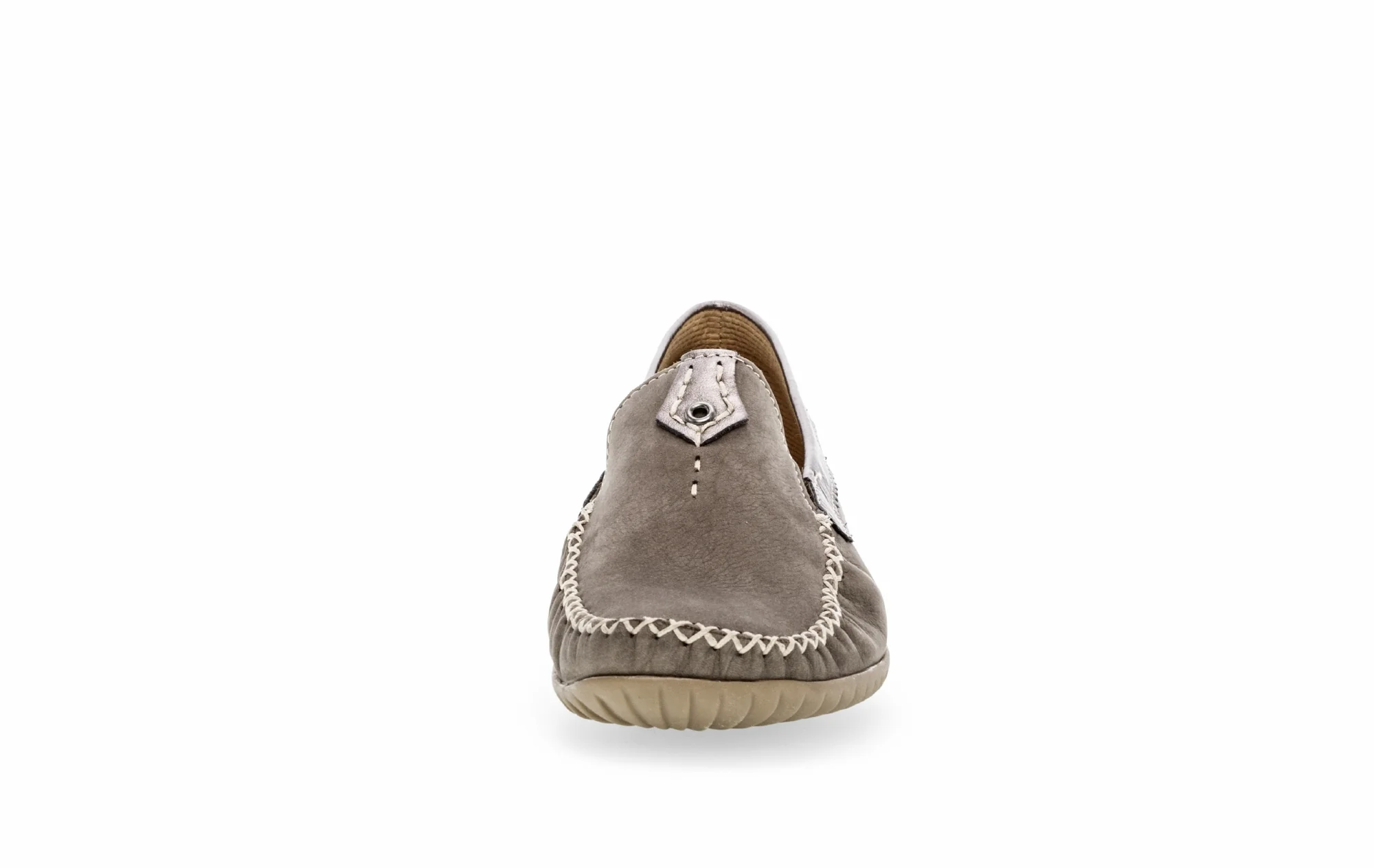 Mocassins taupe/argent en cuir - Image 5