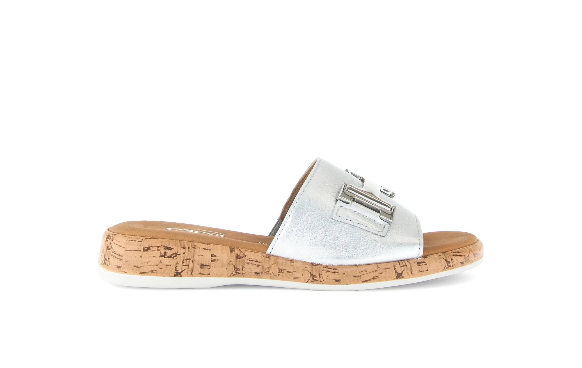 Mules argentées en cuir lisse