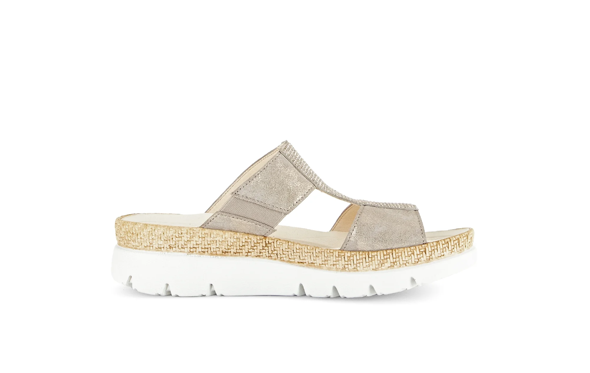 Mules beiges en Nubuck avec strass