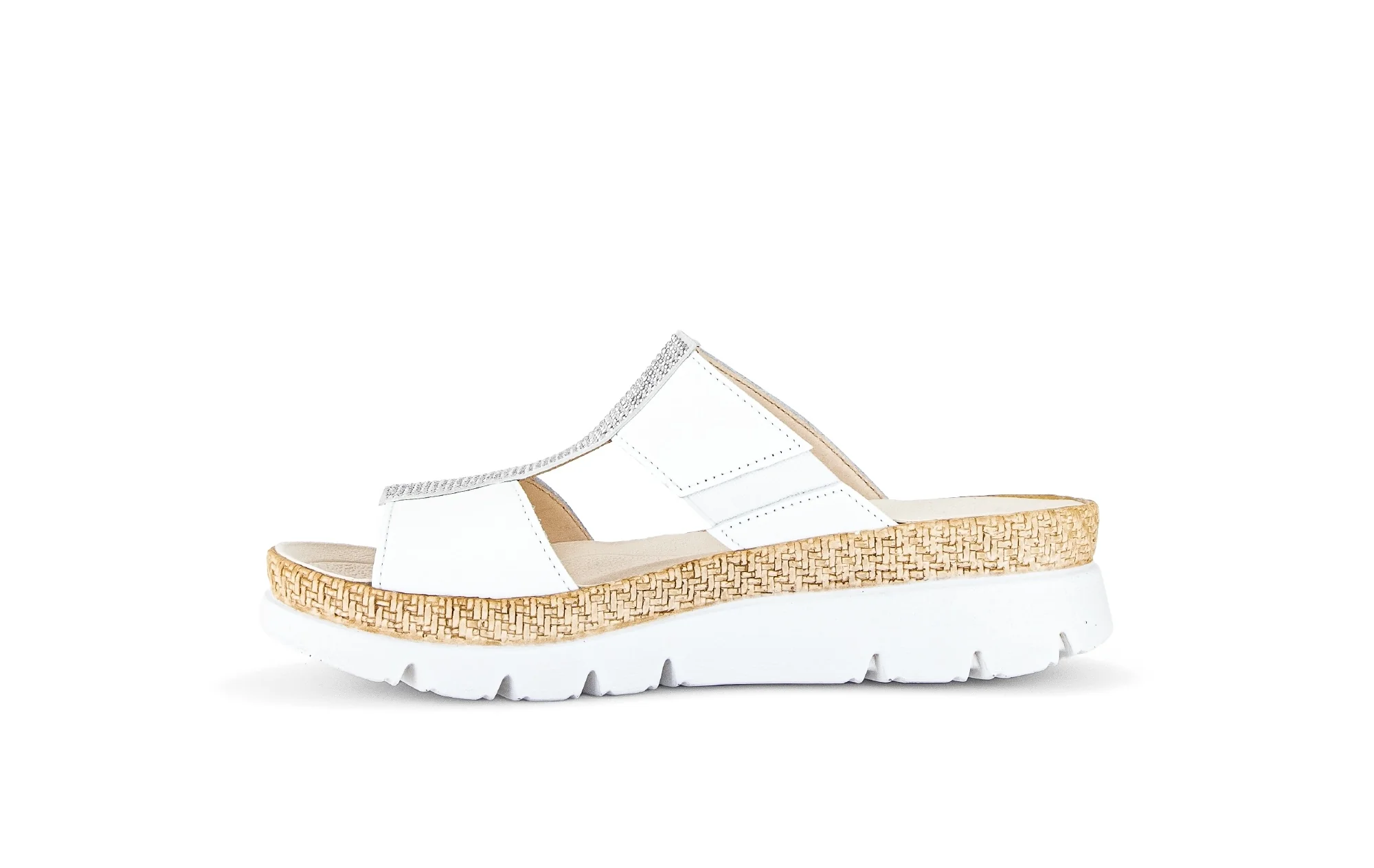 Mules blanches en cuir avec strass - Image 2