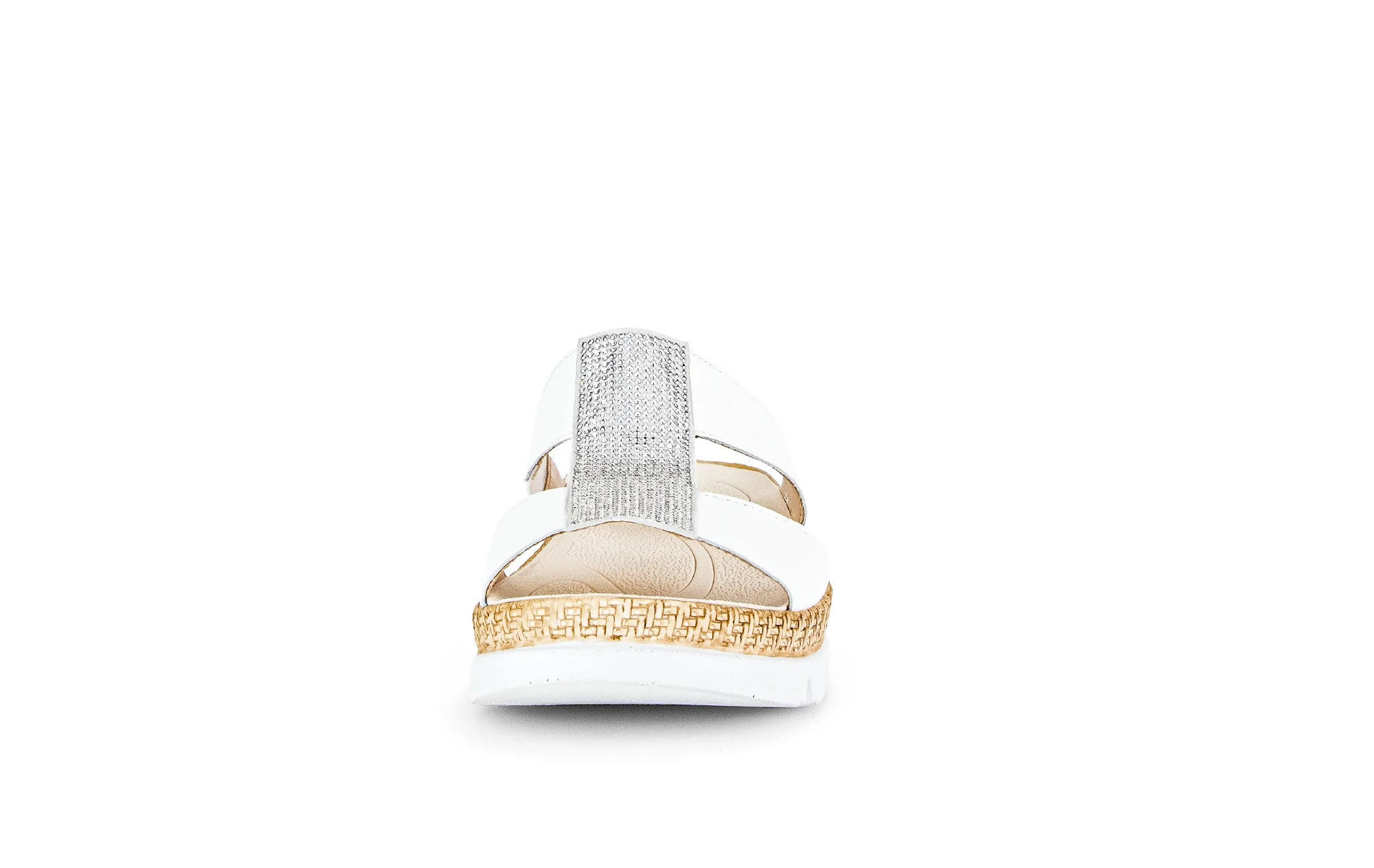 Mules blanches en cuir avec strass - Image 5