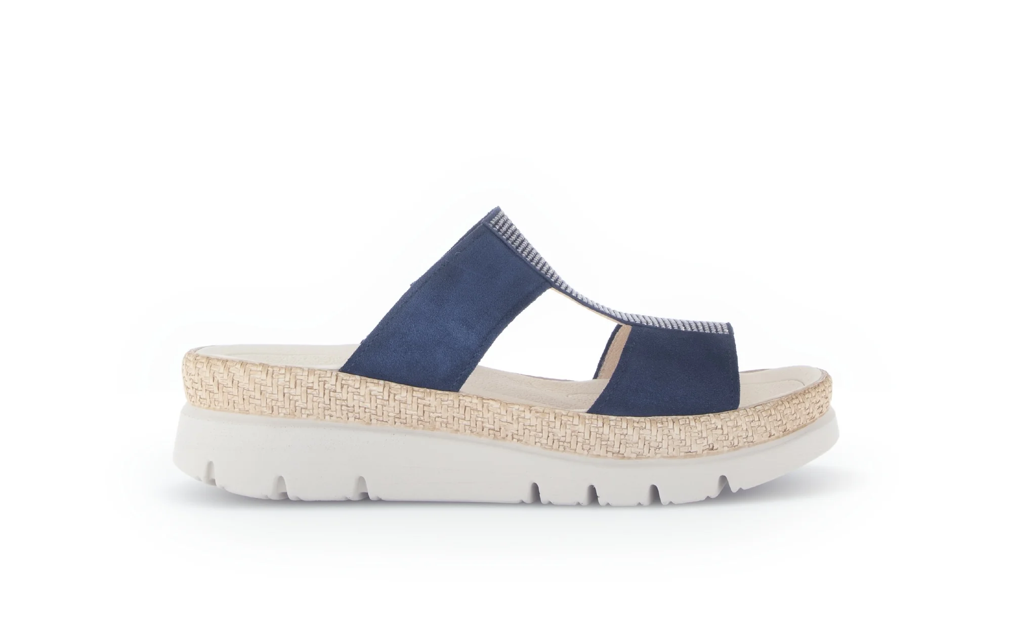 Mules bleues en Nubuck avec strass
