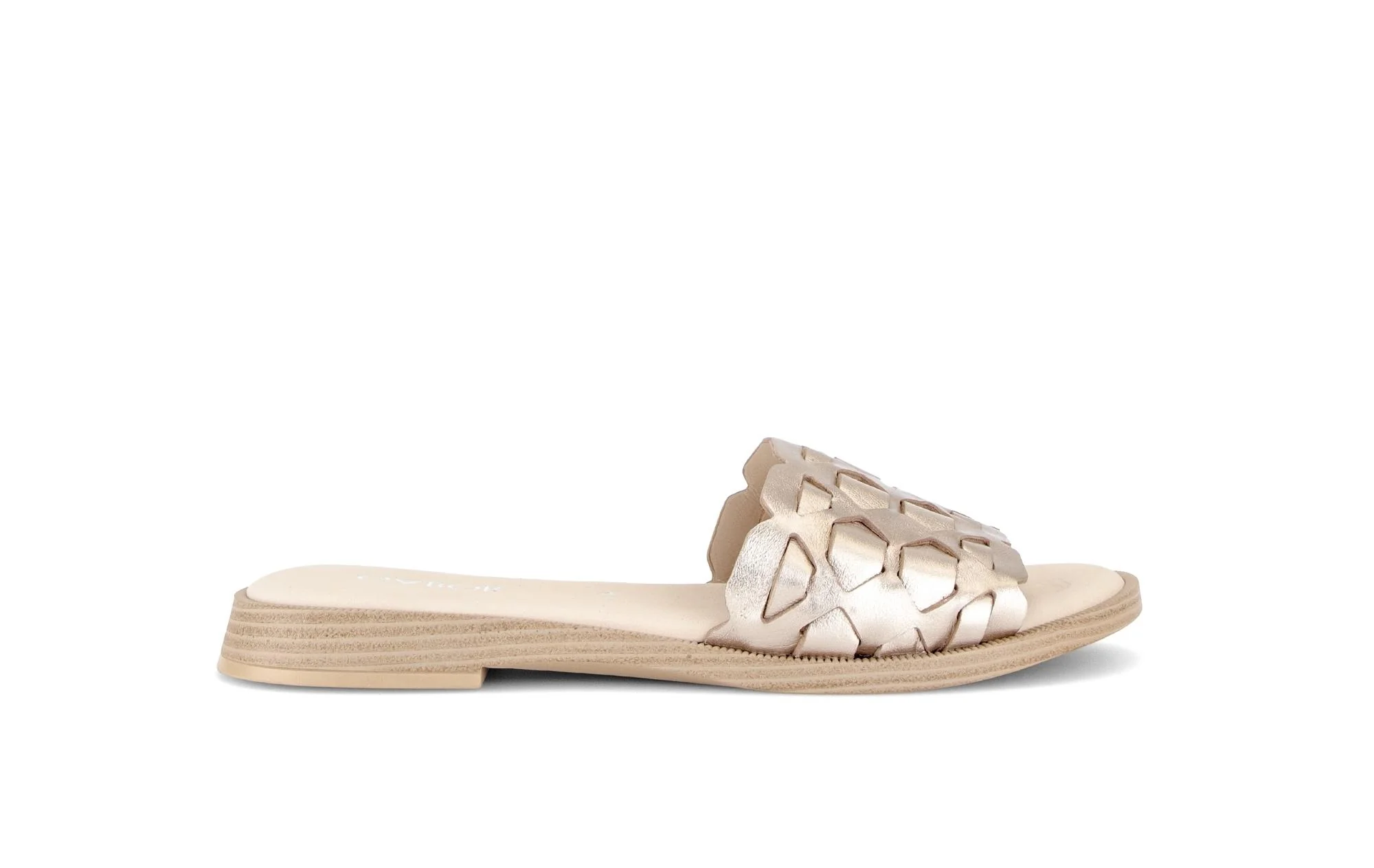 Mules dorées en cuir
