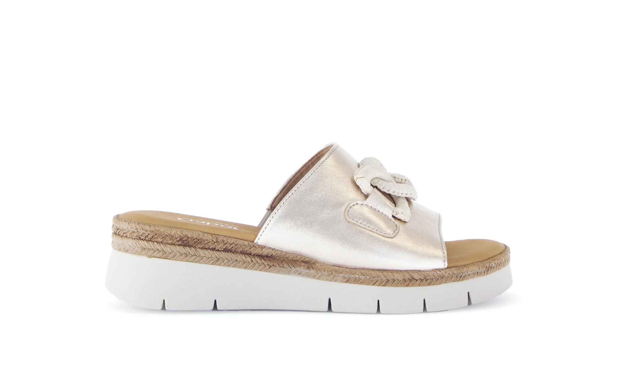 Mules dorées en cuir métallisé