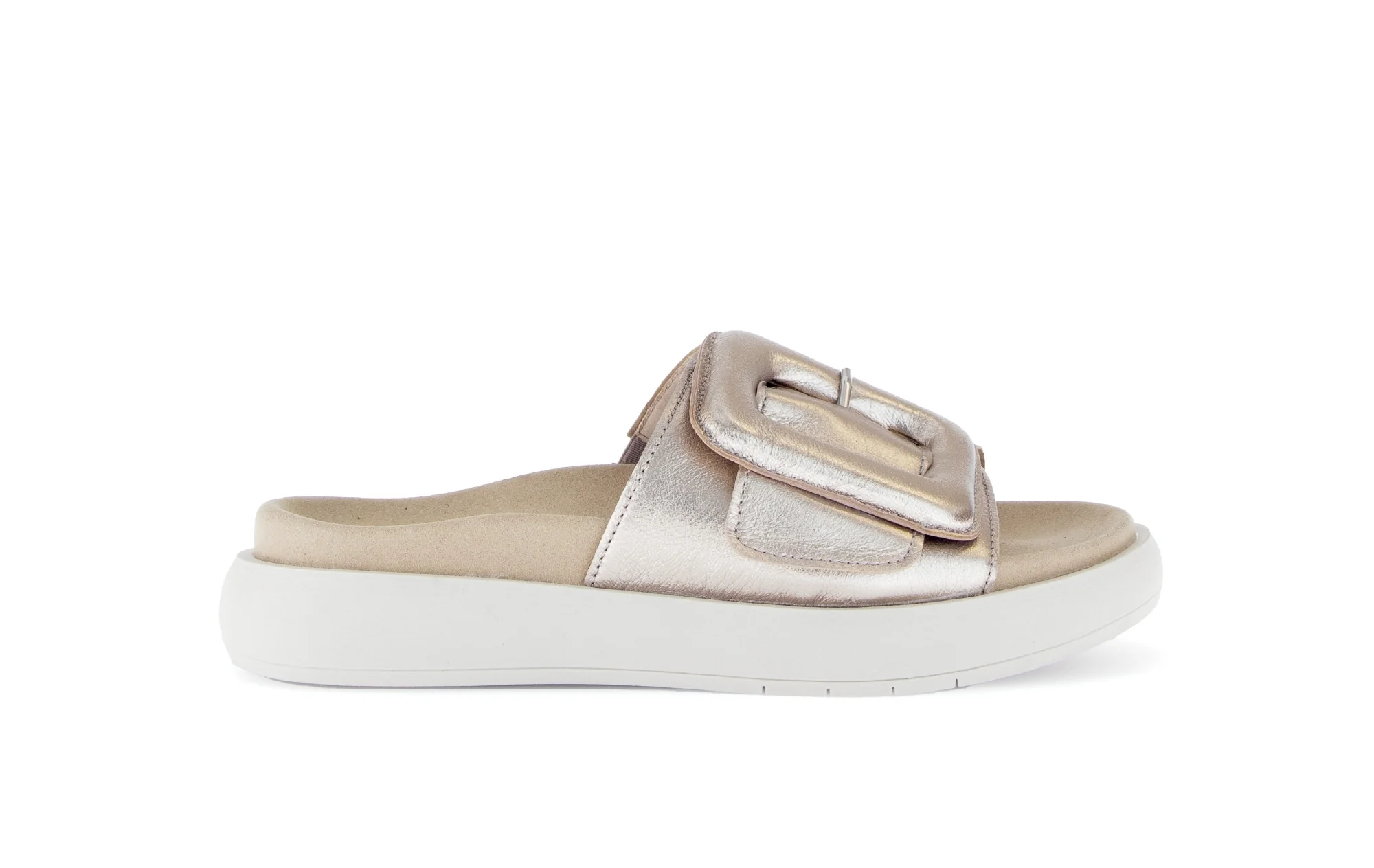 Mules dorées en cuir métallisé