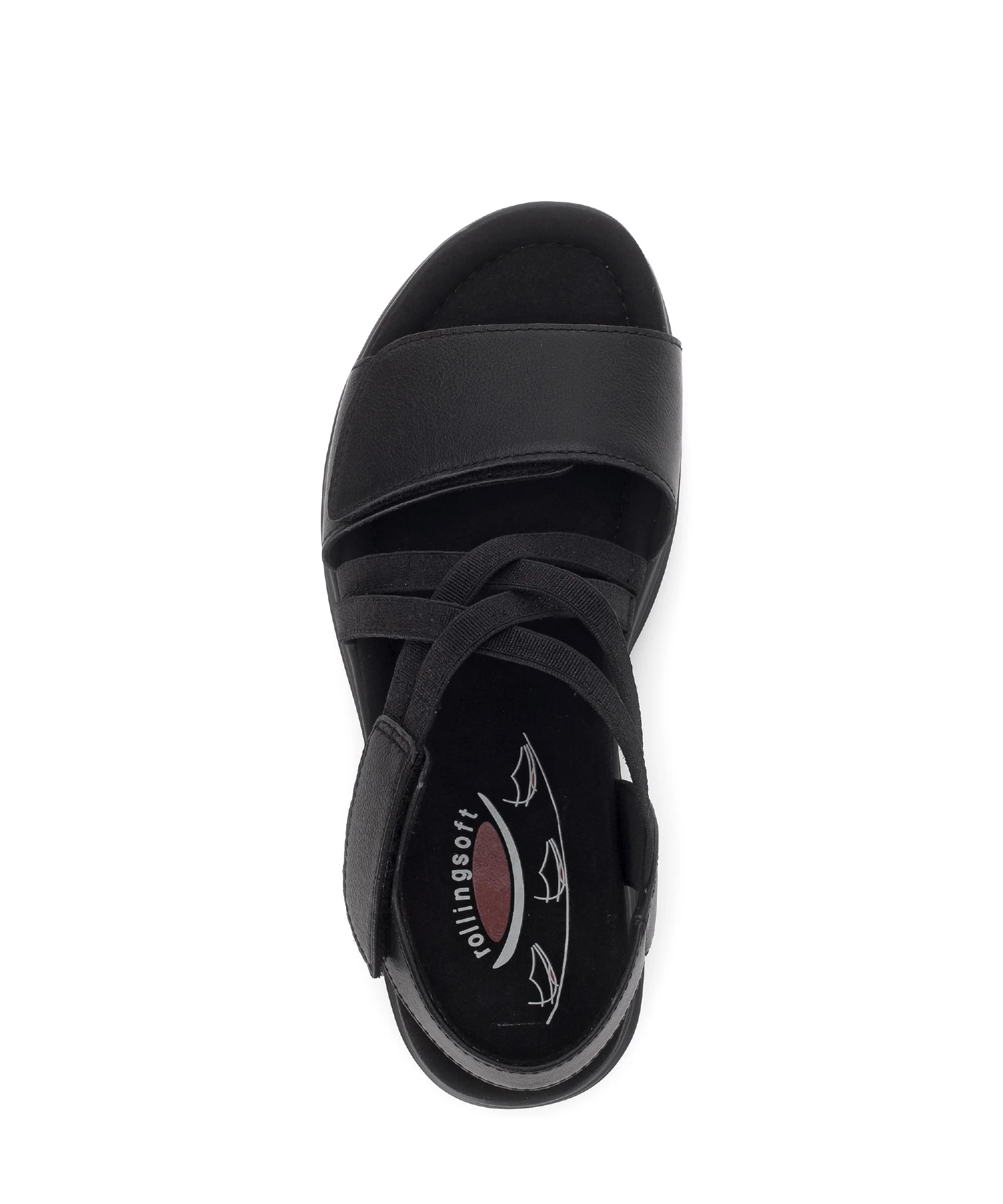 Sandales Rolling Soft noires en cuir - Image 3
