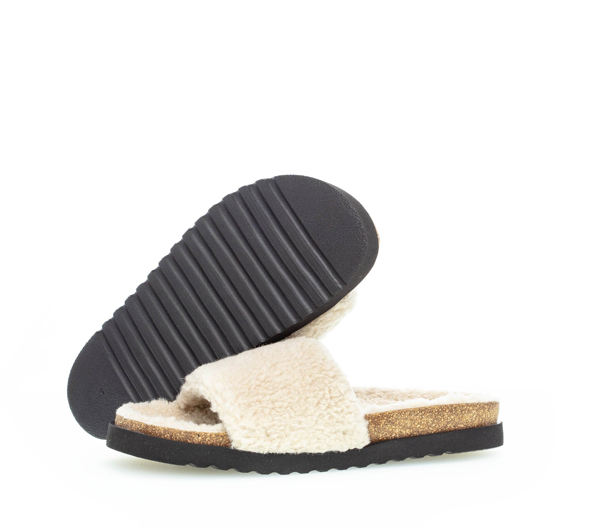 Pantoufles beiges en textile - Image 3