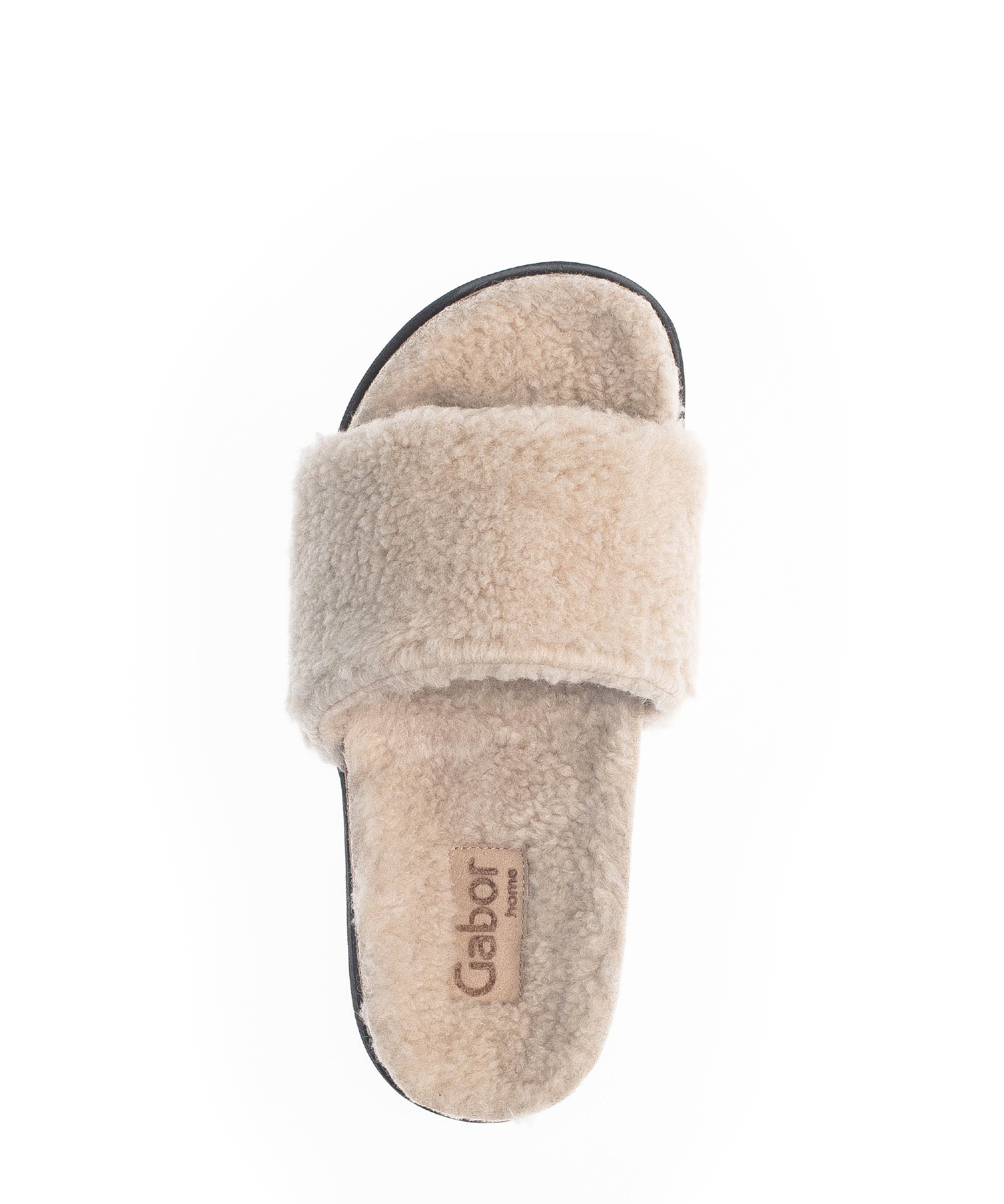 Pantoufles beiges en textile - Image 4