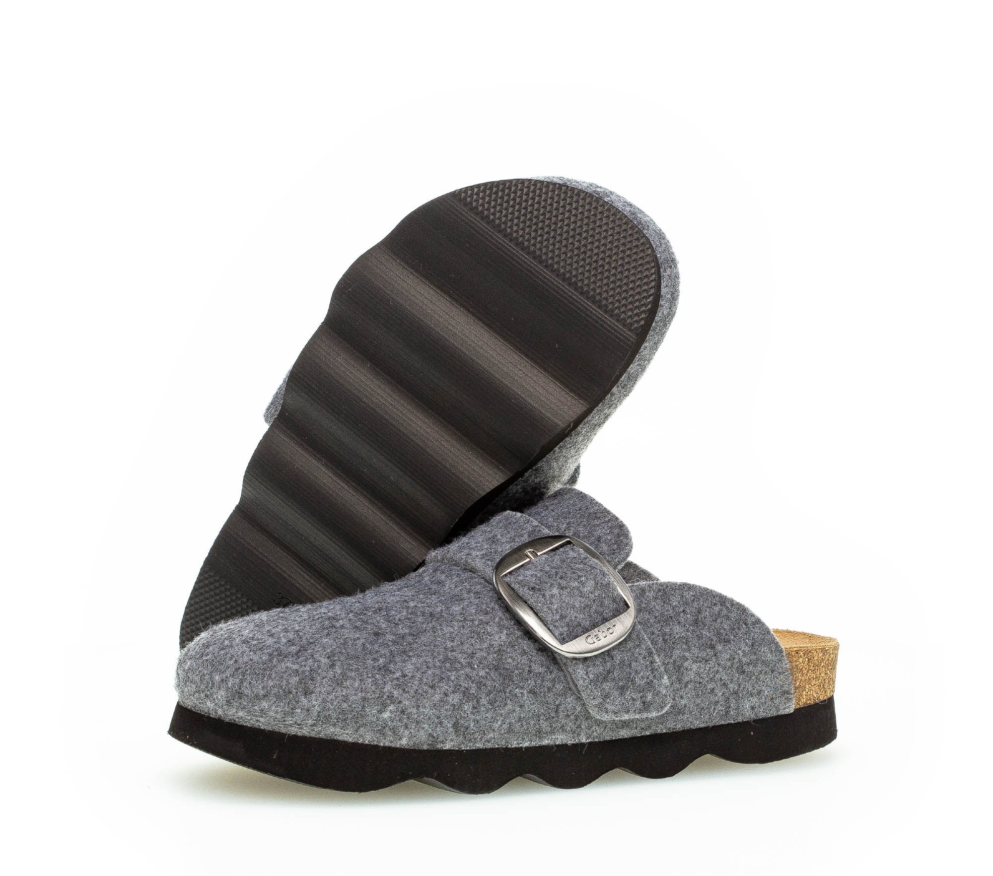 Pantoufles grises en textile - Image 3