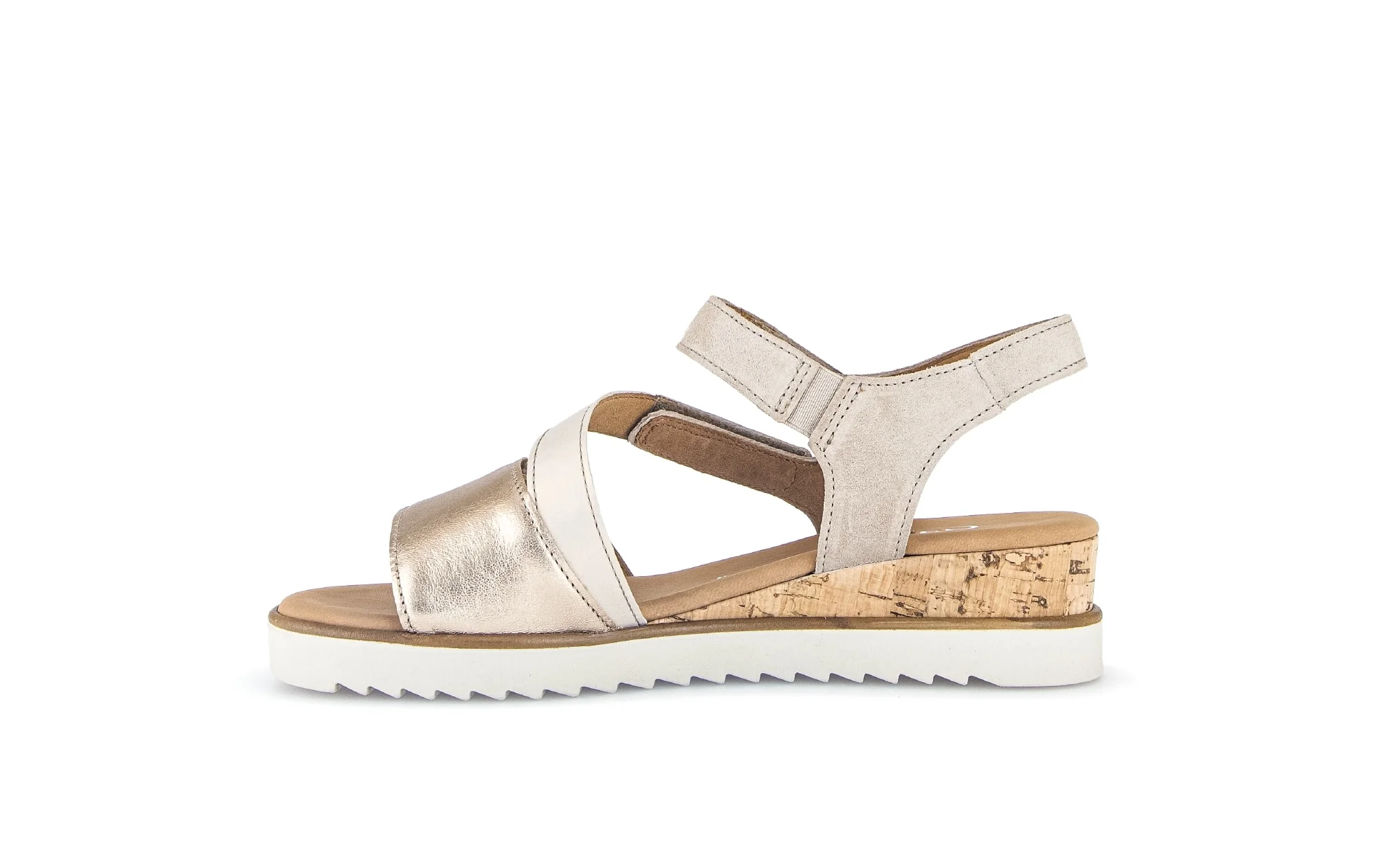 Sandales beige-dorées en cuir métallisé - Image 2