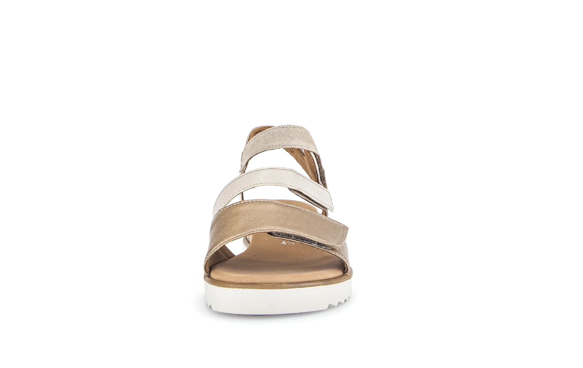 Sandales beige-dorées en cuir métallisé - Image 5