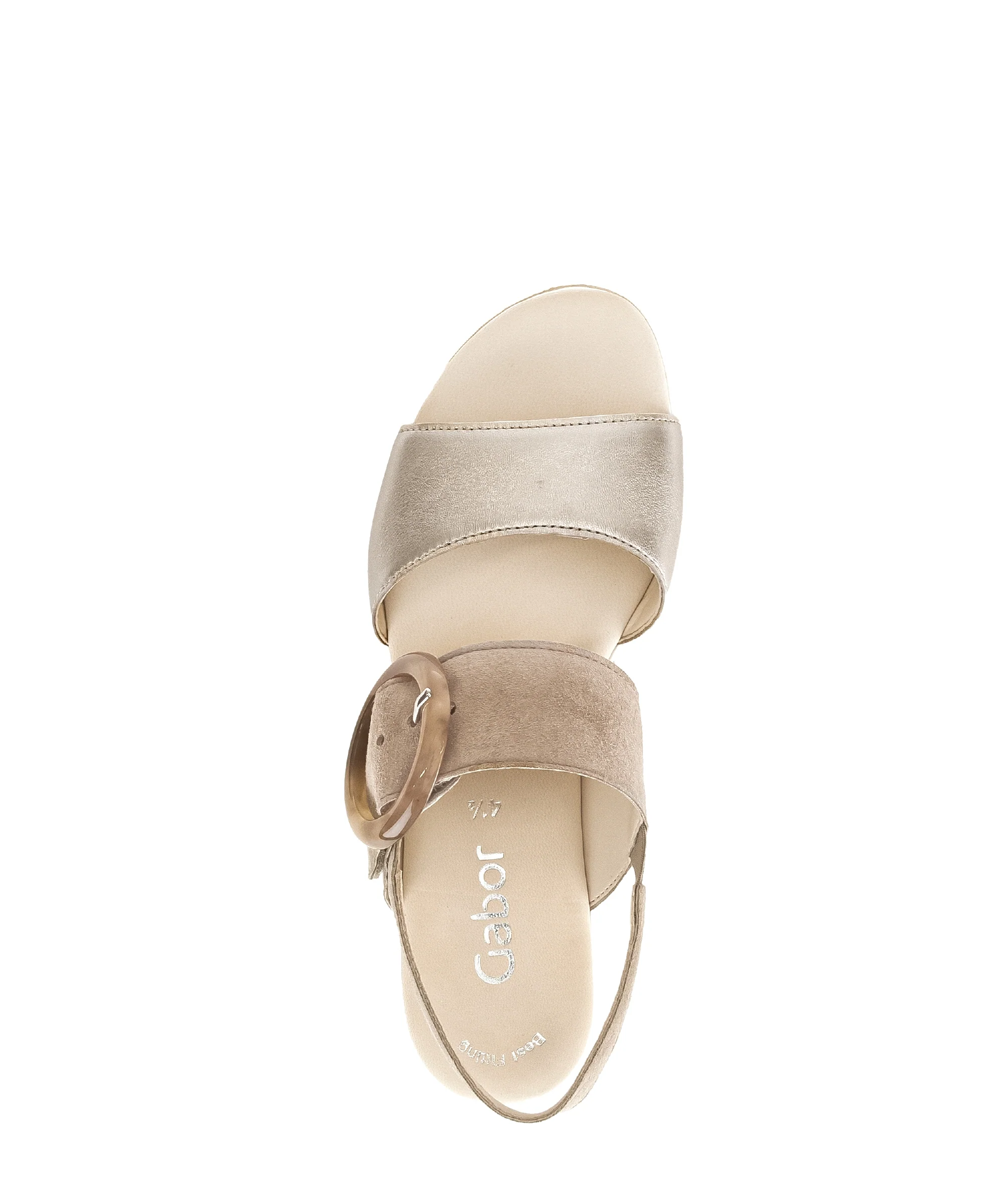 Sandales beige-dorées en cuir métallisé - Image 3