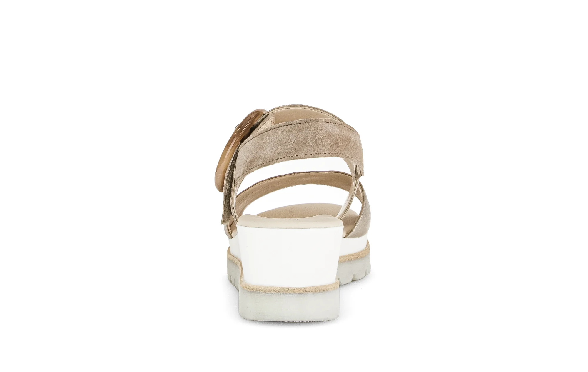 Sandales beige-dorées en cuir métallisé - Image 4