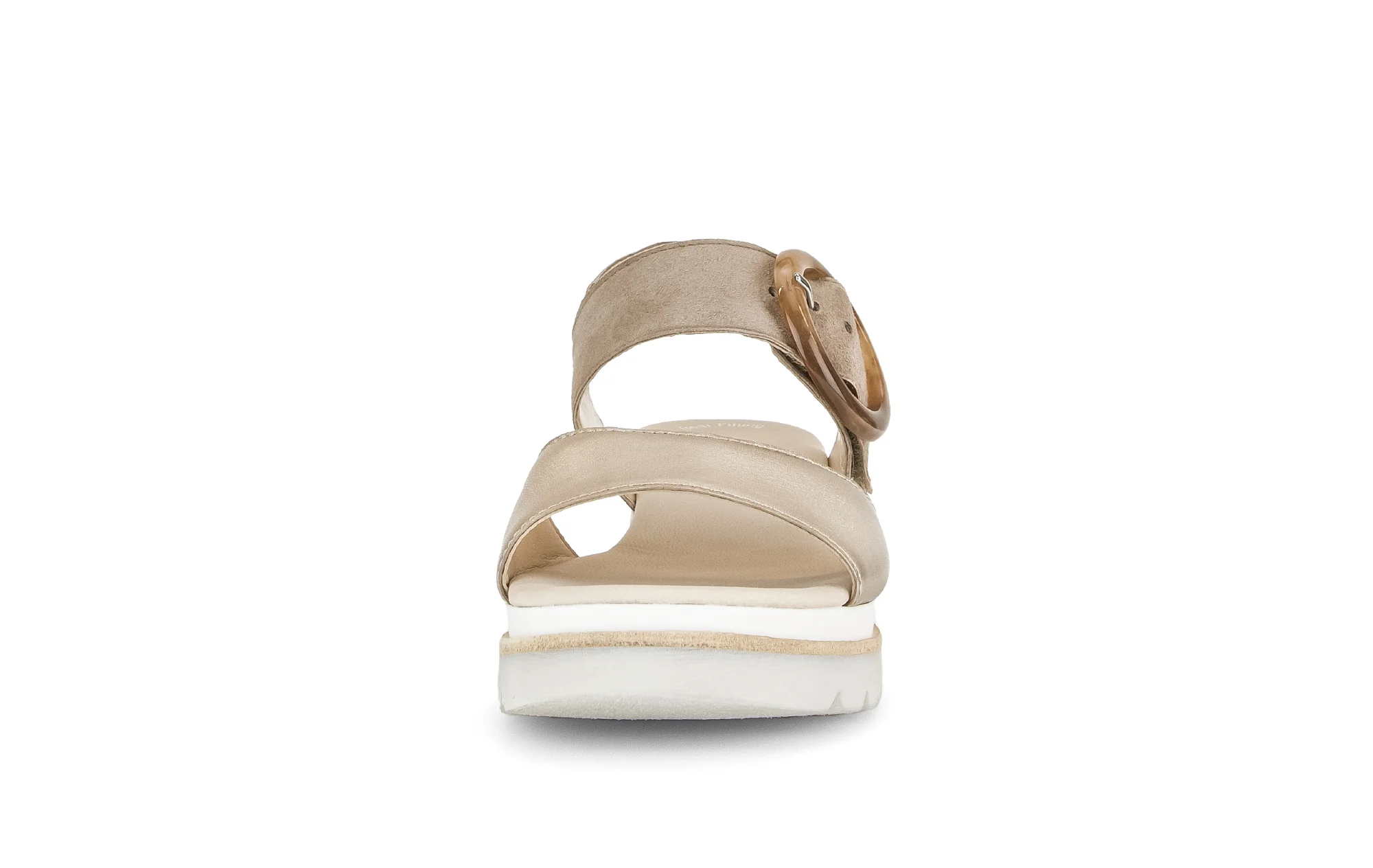 Sandales beige-dorées en cuir métallisé - Image 5
